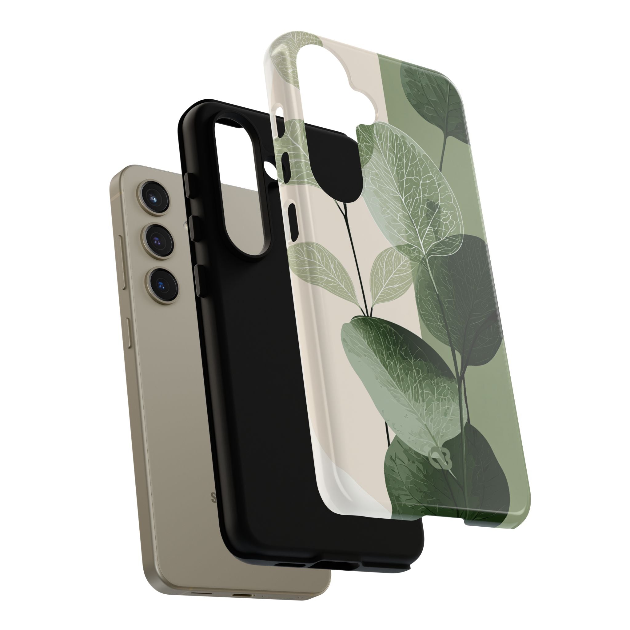 Green Tough Phone Case for Samsung - Sage Leaf Skeletals