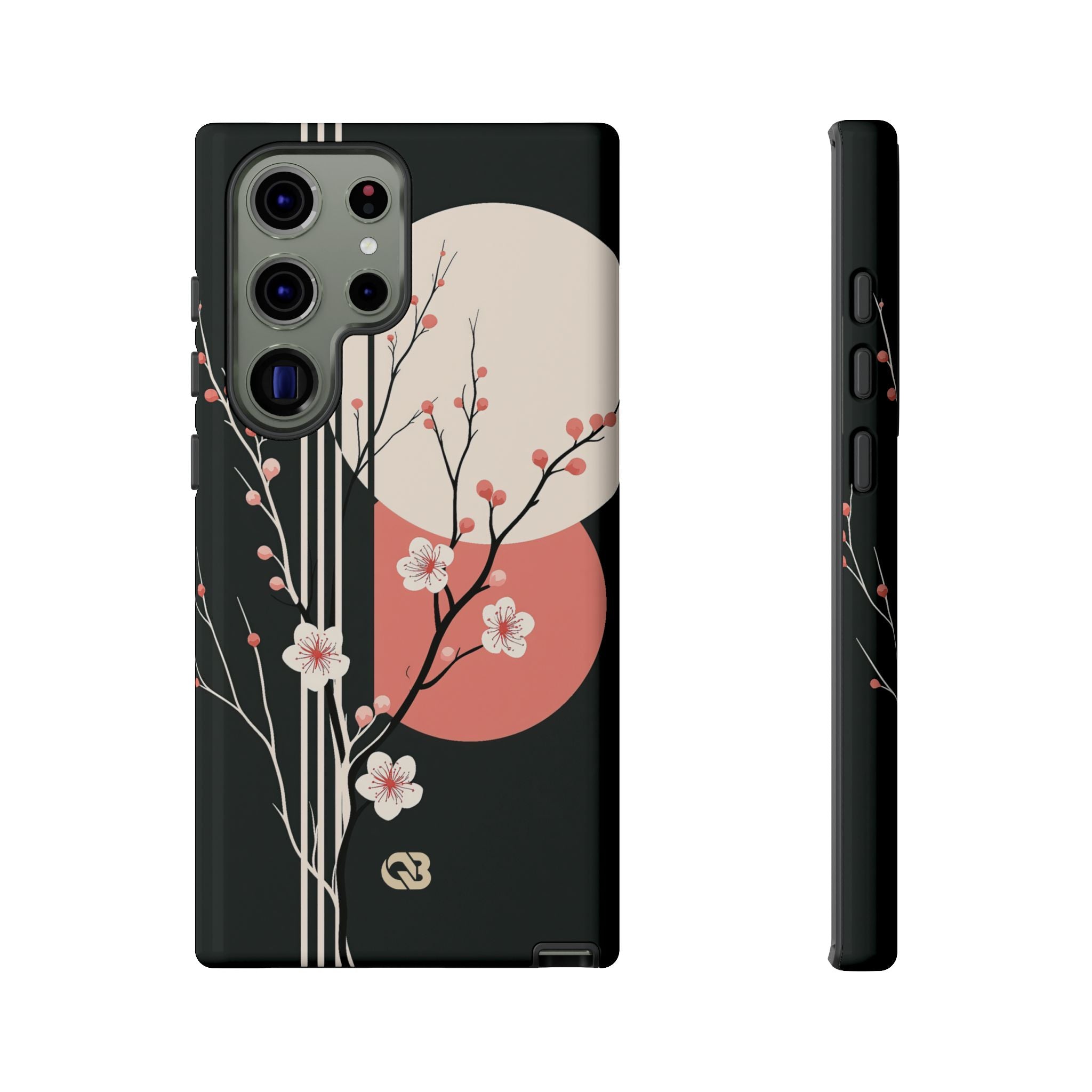Black Tough Phone Case for Samsung - Kyoto Midnight Blossom