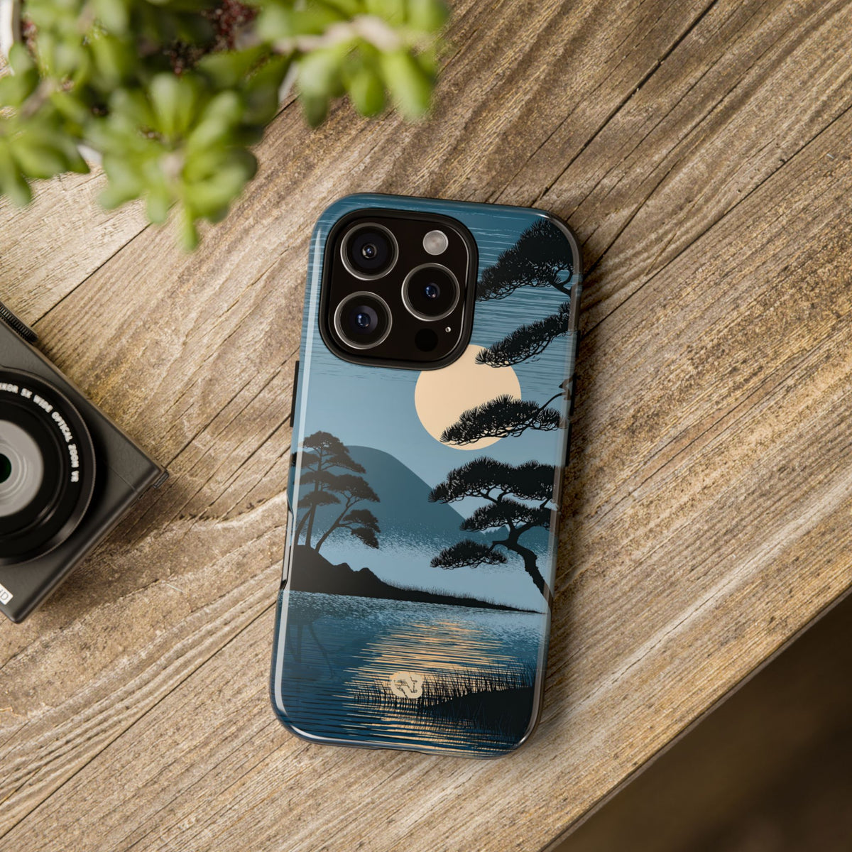 Blue Tough Phone Case for iPhone - Midnight Kyoto Pine