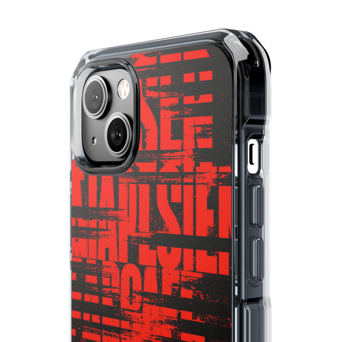 Crimson Redaction · Clear Impact Magnetic Phone Case for iPhone · Black
