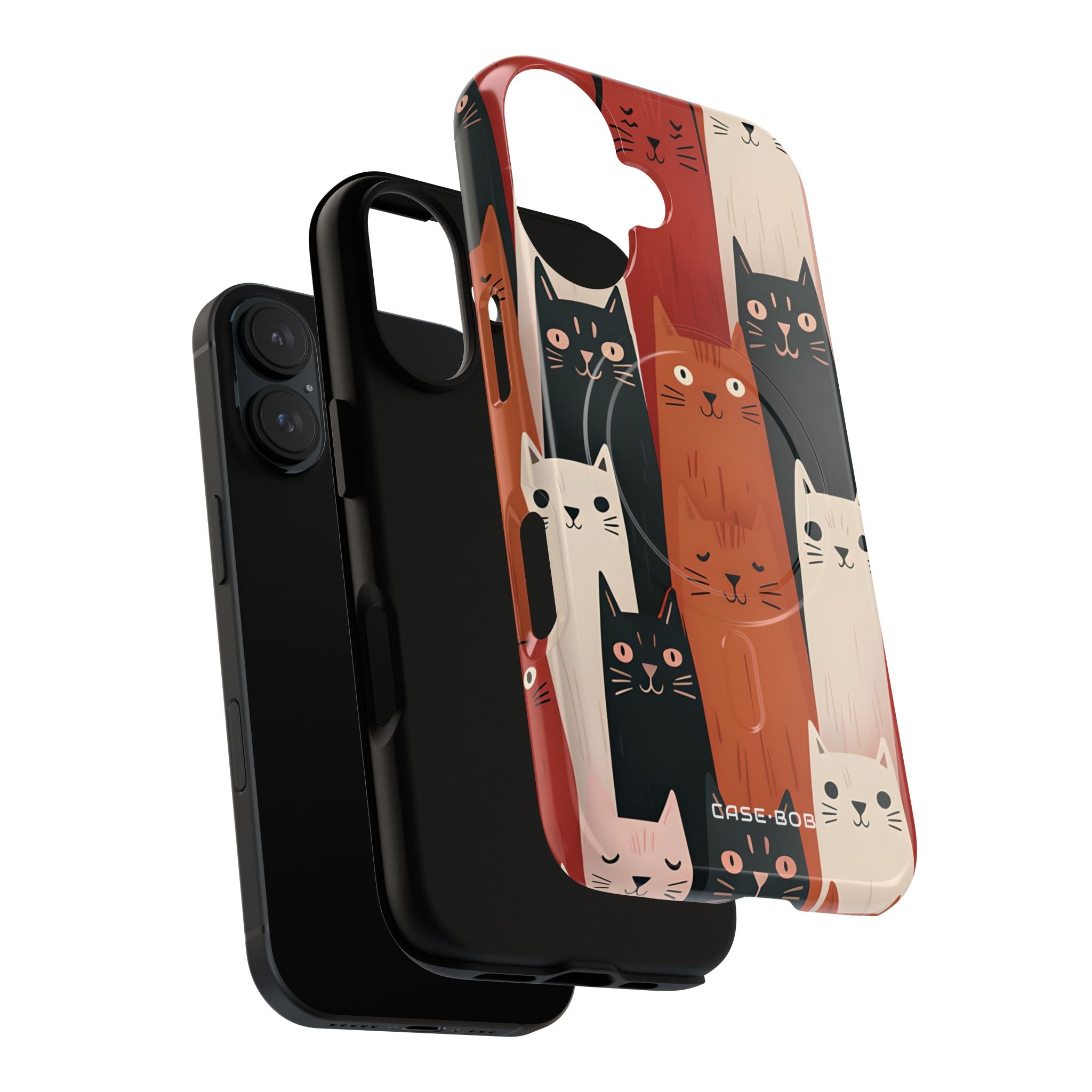 Elongated Cats Black iPhone 16 Case - Tough+