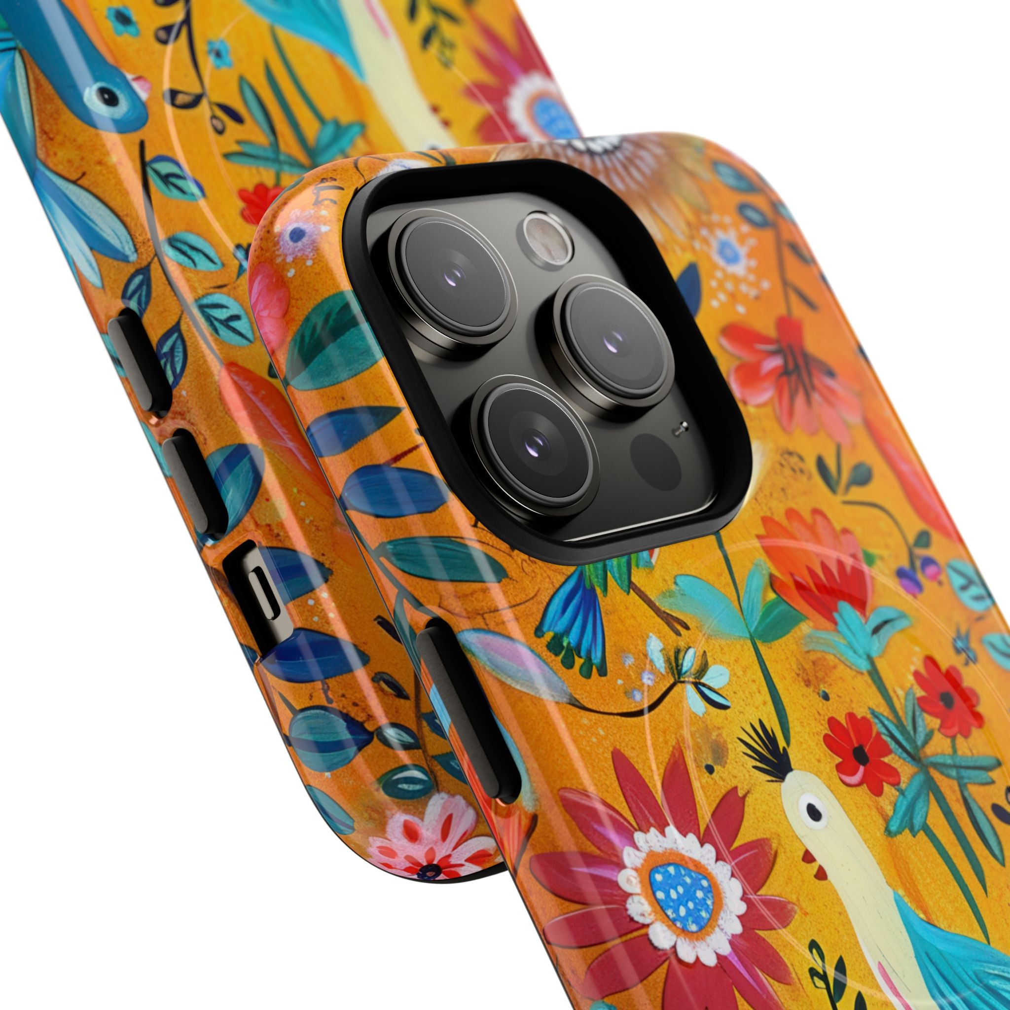 Bunte Vögel Blühen iPhone 14 Pro Case - Tough+