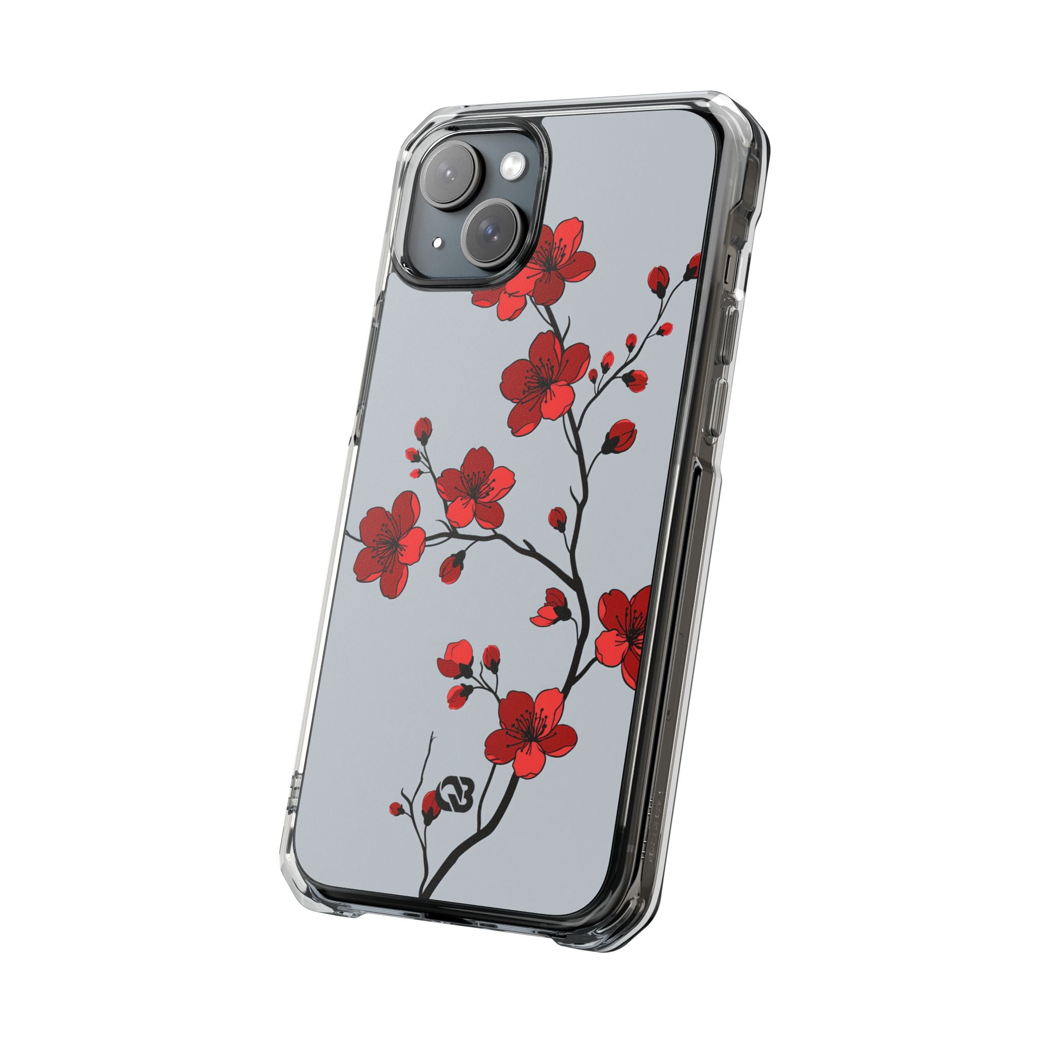 Grey Impact MagSafe Phone Case for iPhone - Crimson Blossom Onyx