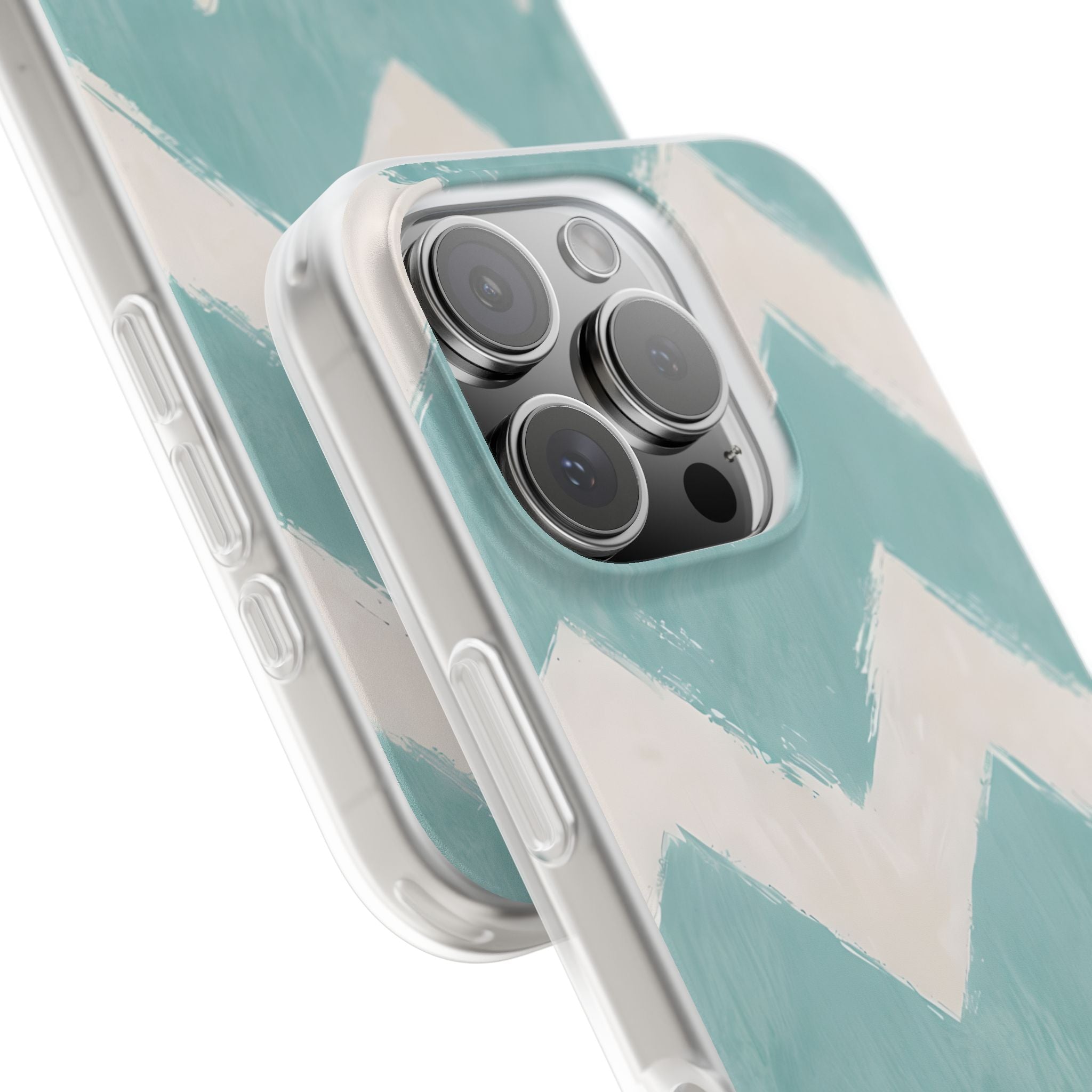 Teal Painted Chevron · Soft Phone Case for iPhone