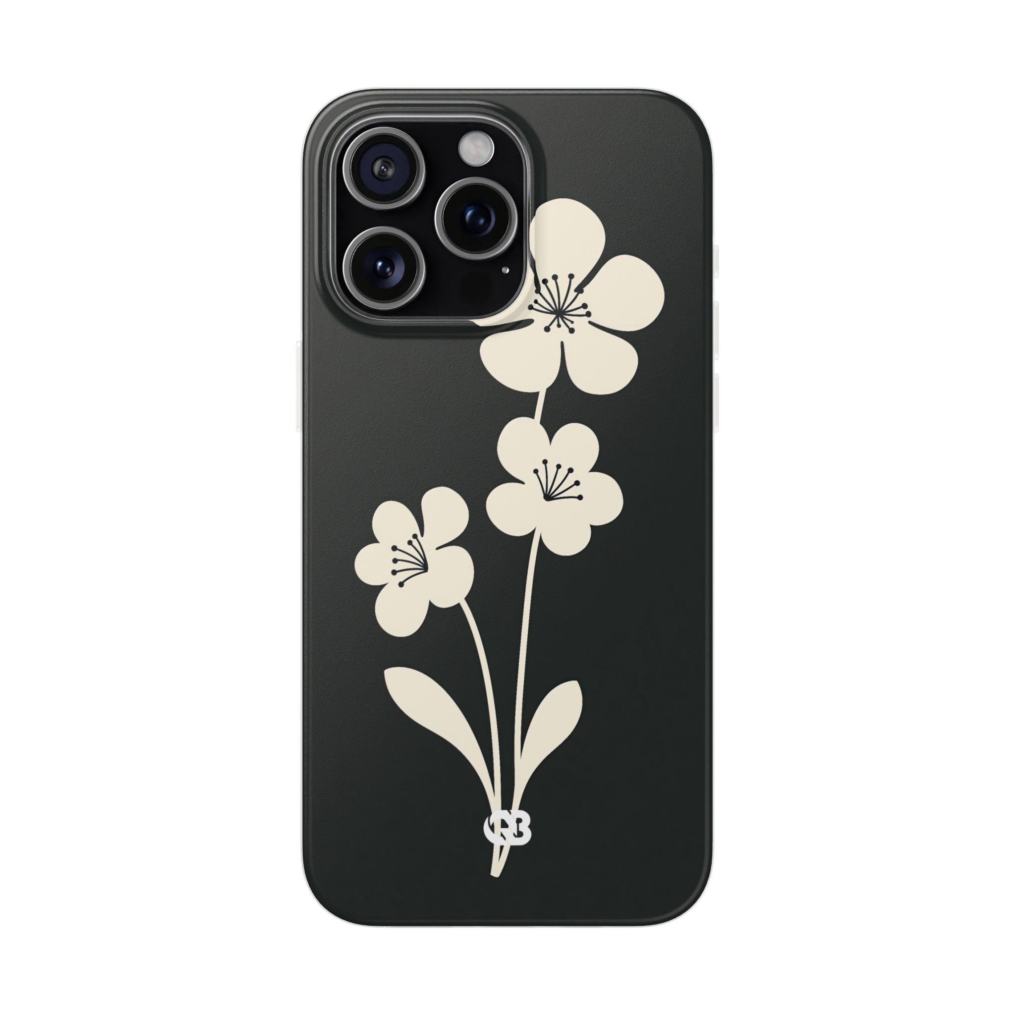 Black Lite Phone Case for iPhone - Obsidian Cream Bloom