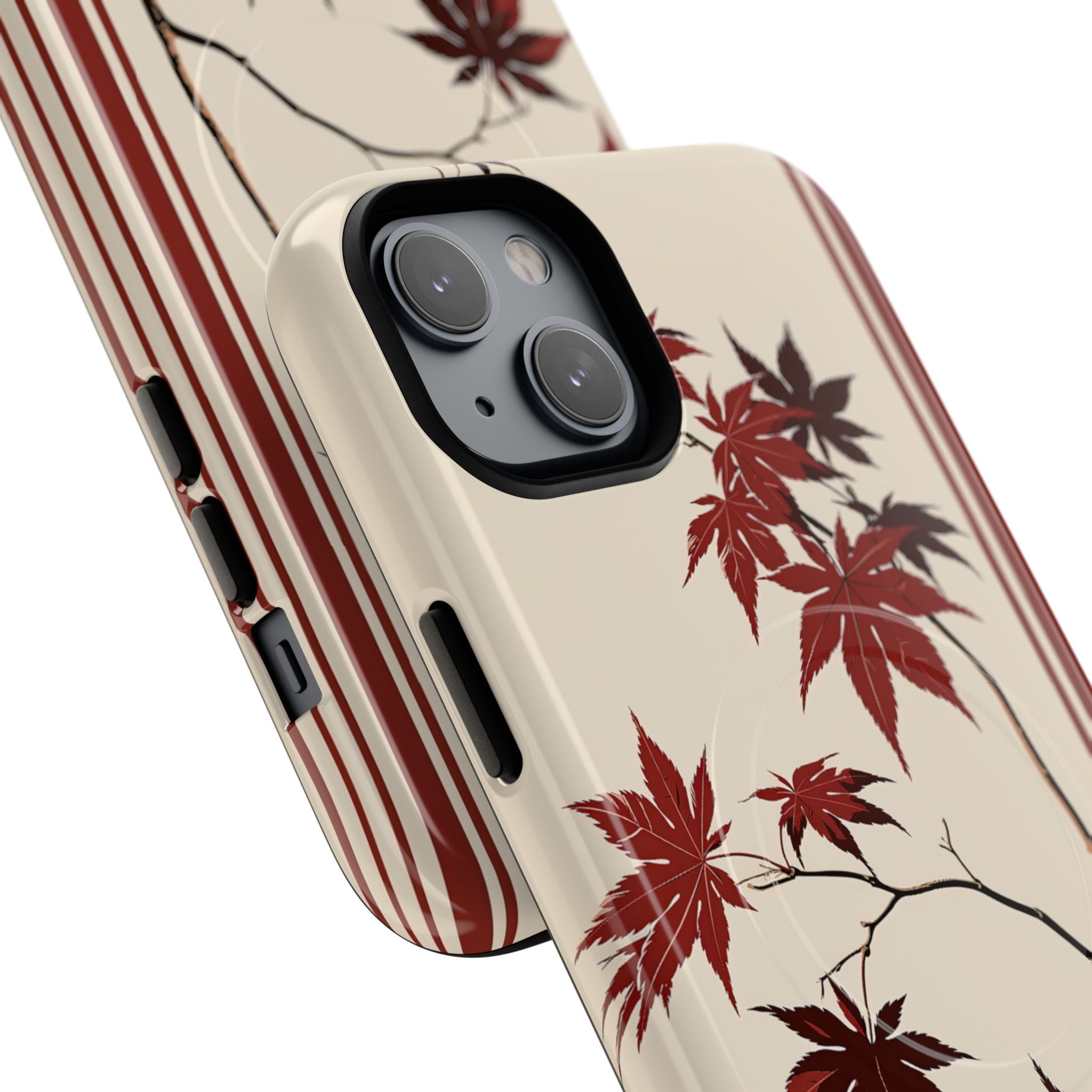 Red Tough 2.0 Magsafe Phone Case for iPhone - Crimson Momiji Stripe