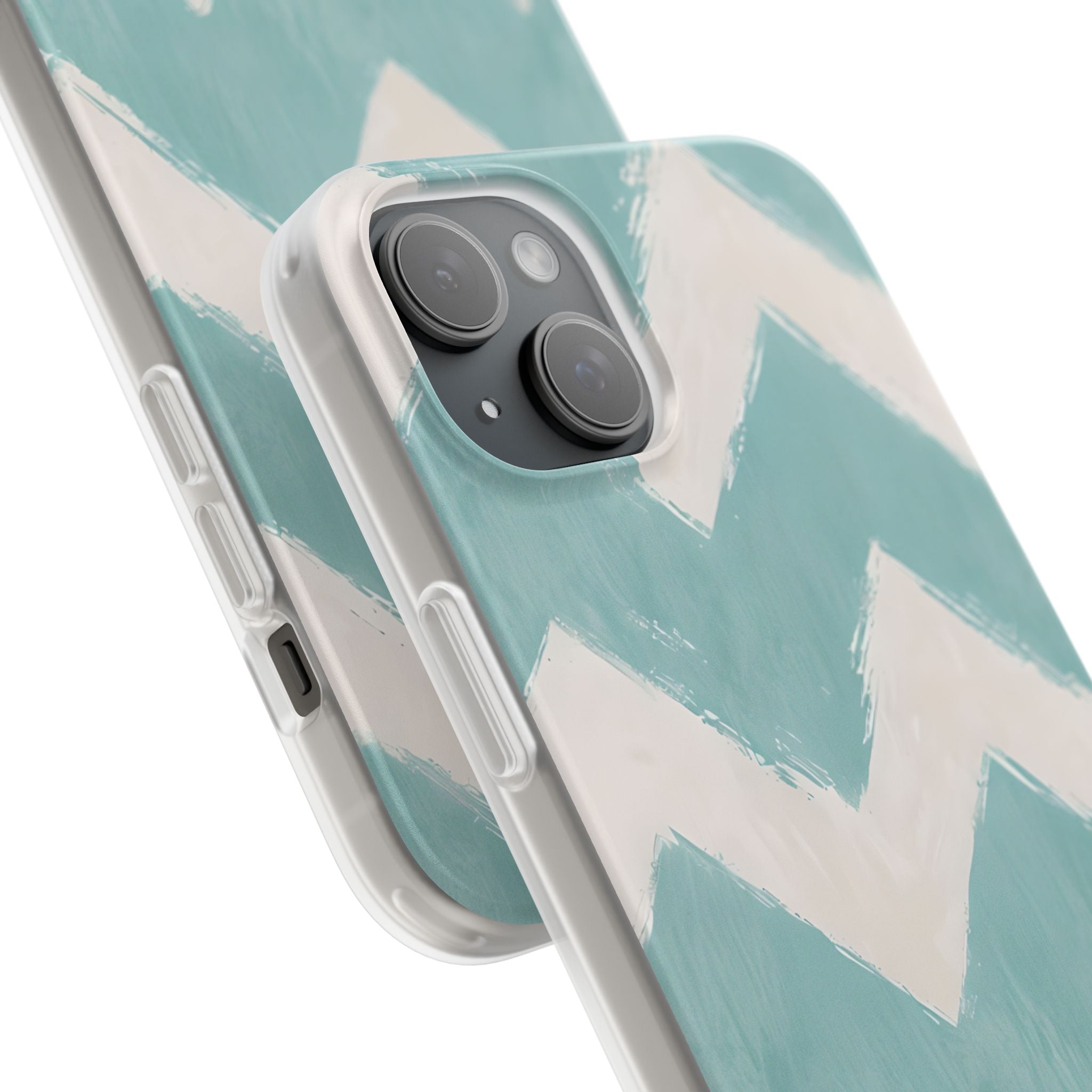 Teal Painted Chevron · Soft Phone Case for iPhone