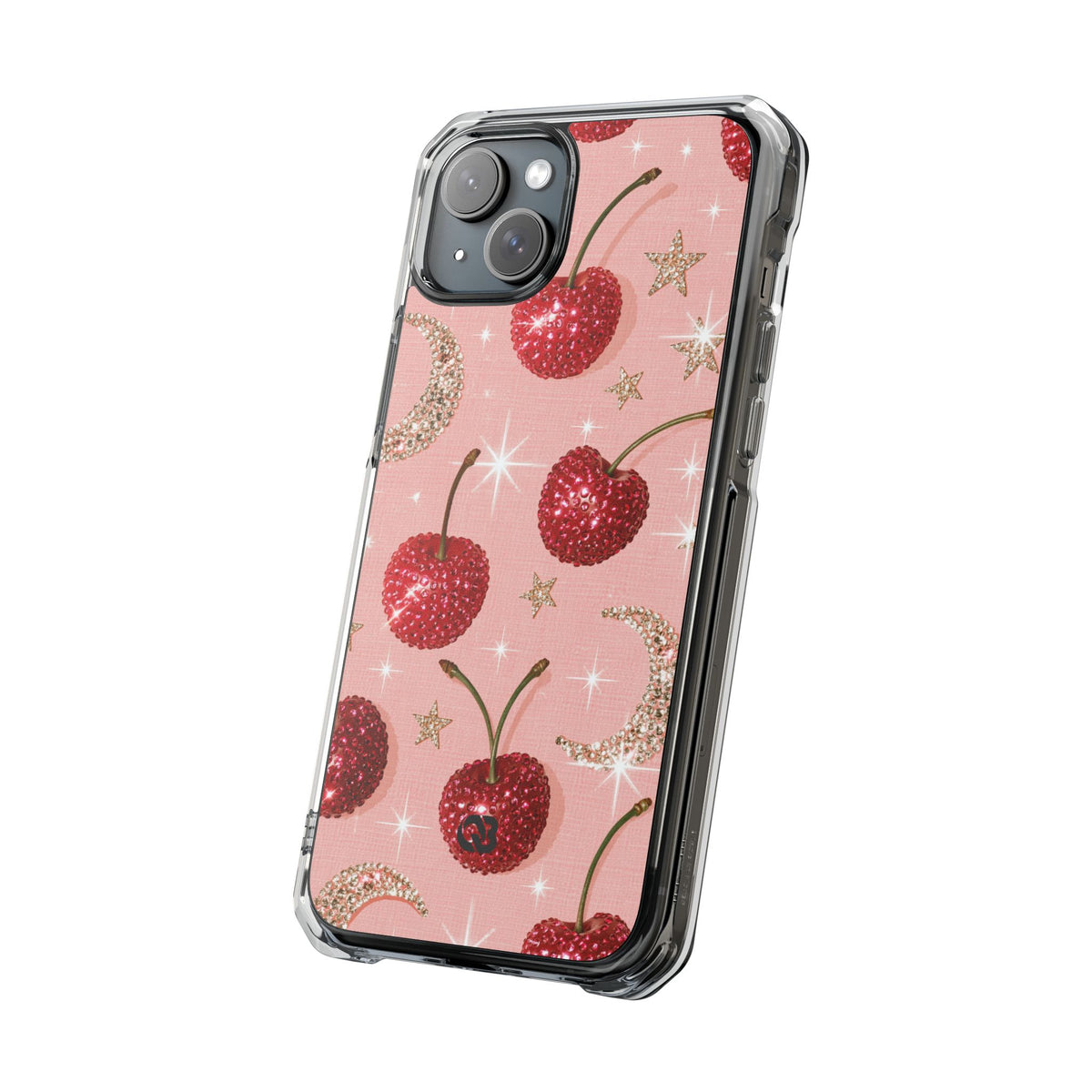 Bedazzled Ruby Cherries · Clear Impact Magnetic Phone Case for iPhone · Pink
