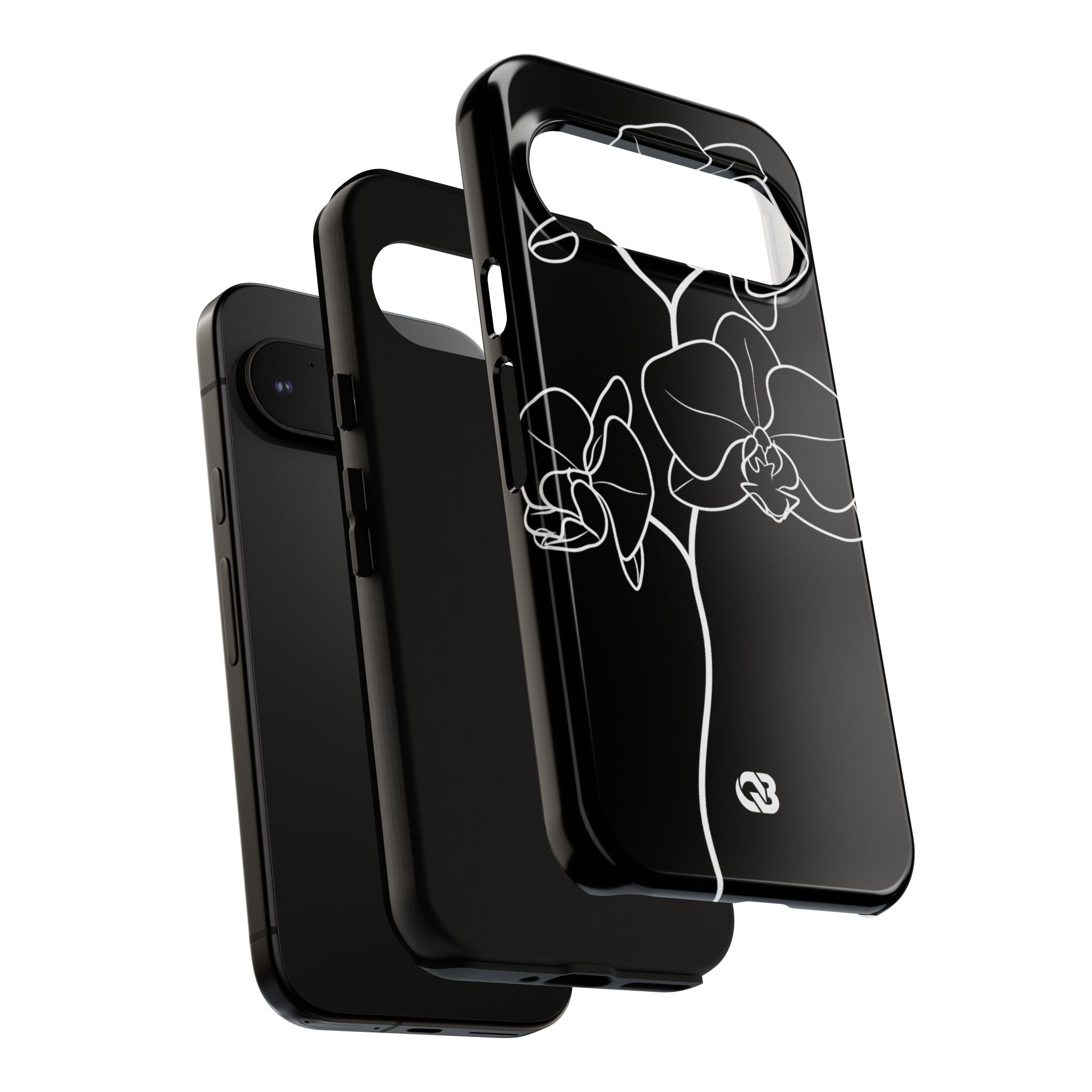 Black Tough Phone Case for Google Pixel - Noir Alabaster Orchid