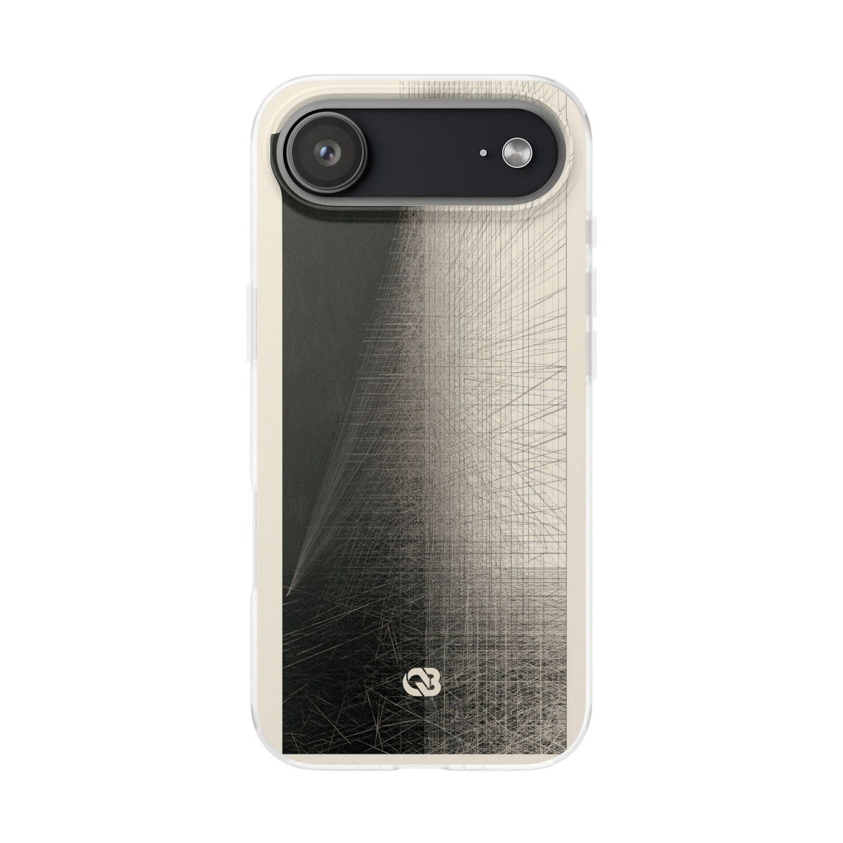 Beige Lite Phone Case for iPhone - Brutalist Graphite Grid