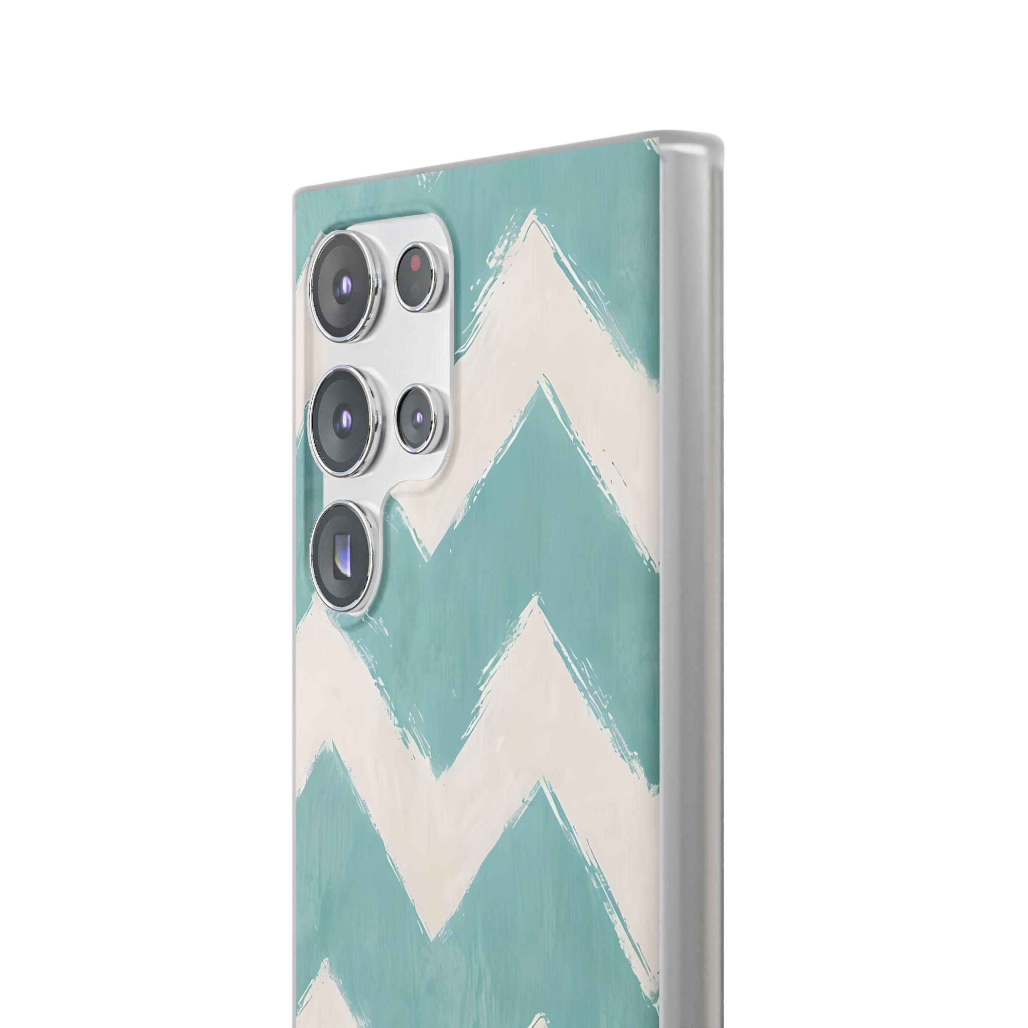 Teal Painted Chevron · Soft Phone Case for Samsung