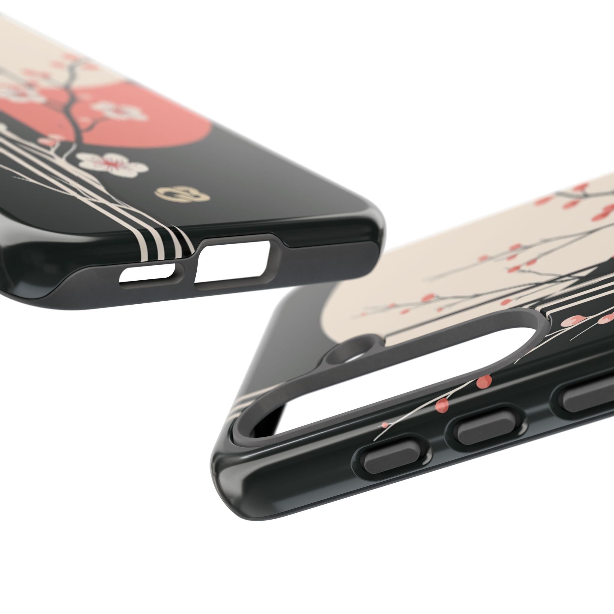Black Tough Phone Case for Samsung - Kyoto Midnight Blossom