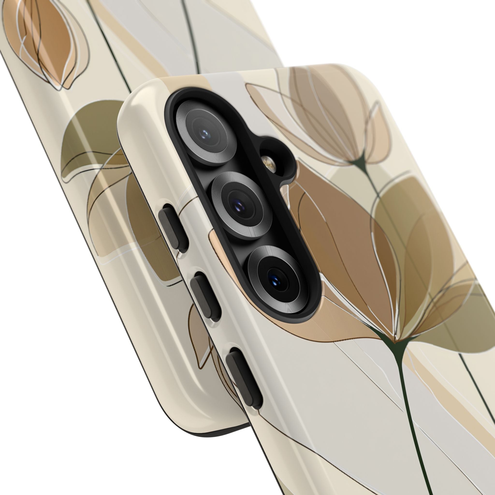 Beige Tough Phone Case for Samsung - Muted Ochre Petals