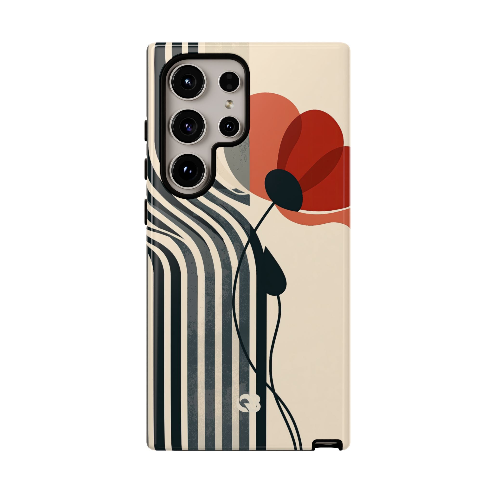 Beige Tough Phone Case for Samsung - Crimson Line Bloom