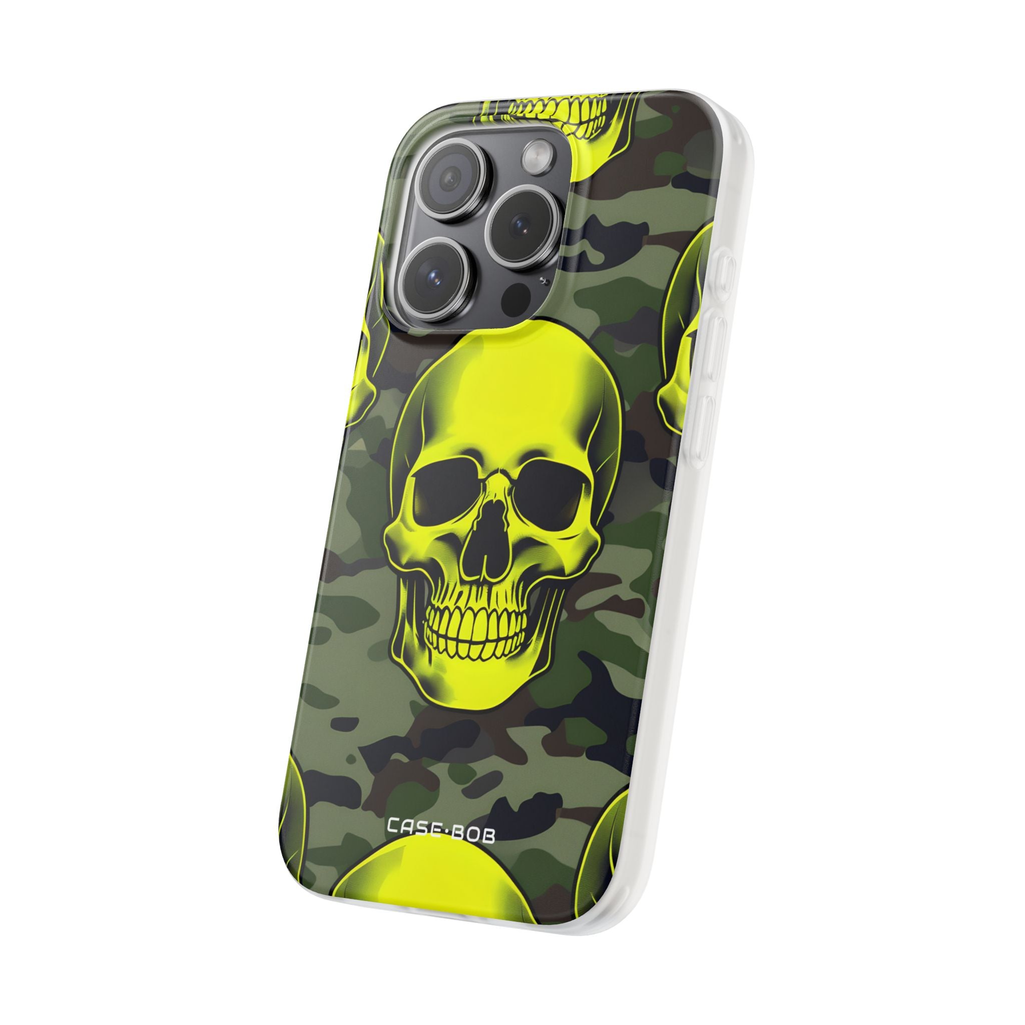 Neon Skull Camo iPhone 15 Pro Case - Soft