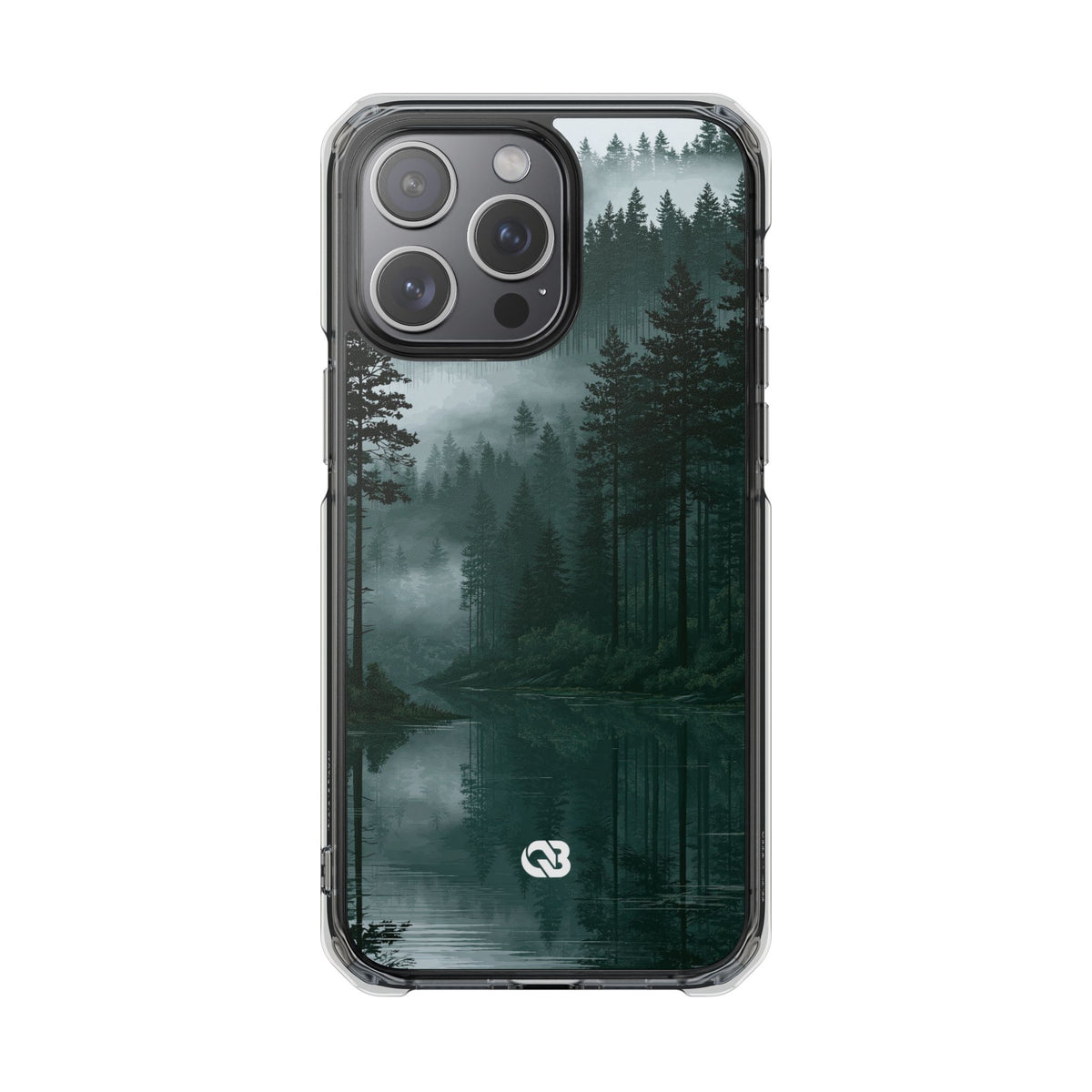 Misty Pine Reflections · Clear Impact Magnetic Phone Case for iPhone · Green