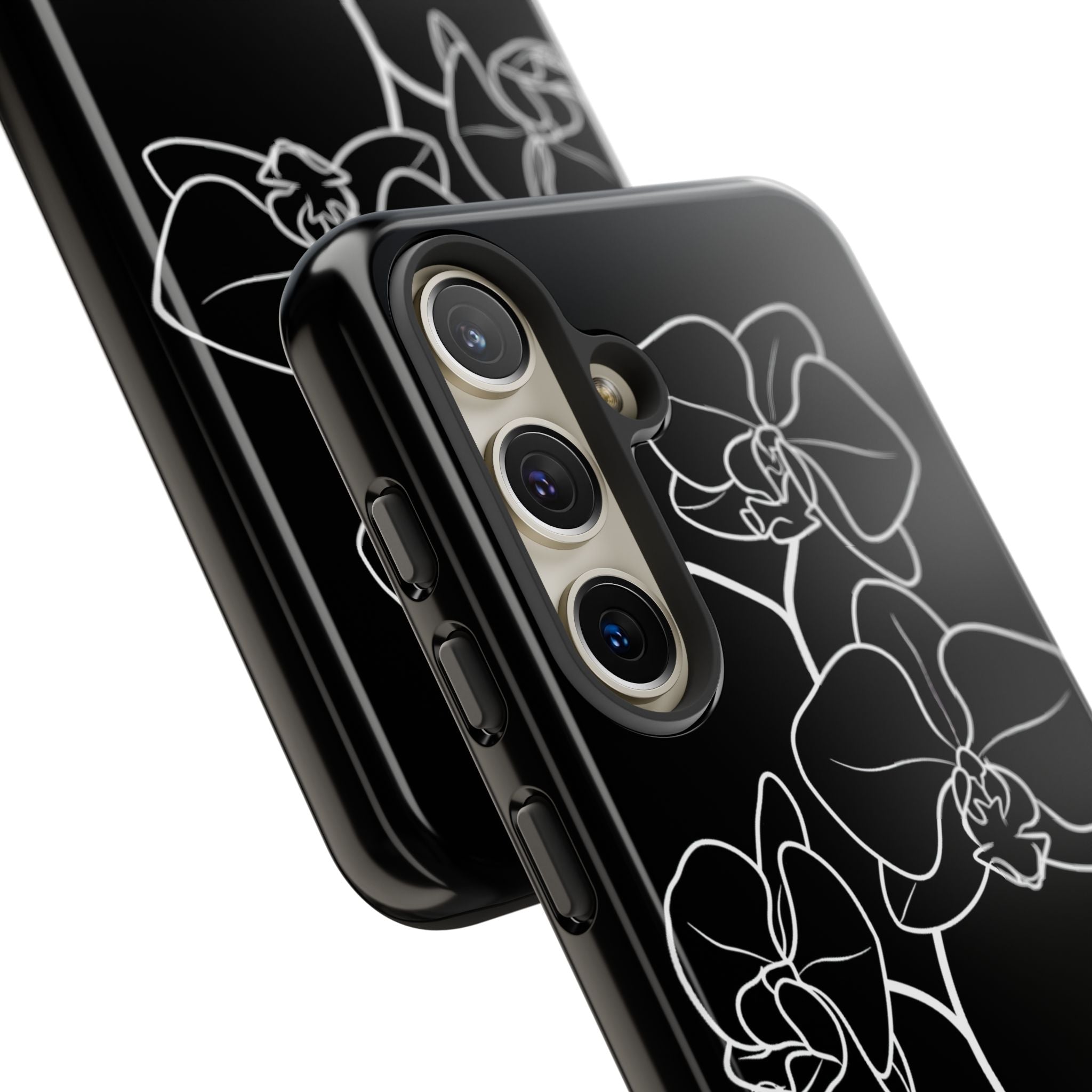 Black Tough Phone Case for Samsung - Noir Alabaster Orchid