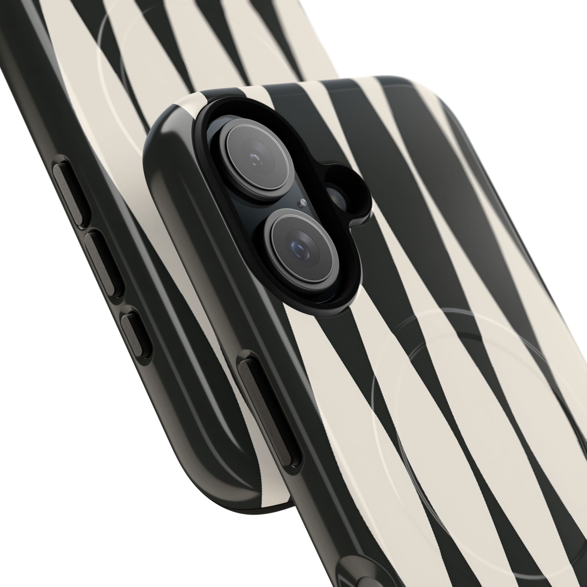 Black Tough 2.0 Magsafe Phone Case for iPhone - Ivory Spindle Grid