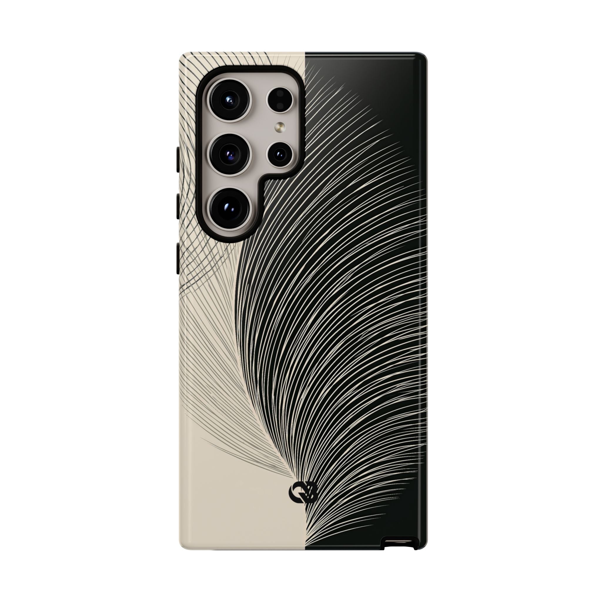 Beige Tough Phone Case for Samsung - Obsidian Cream Plume