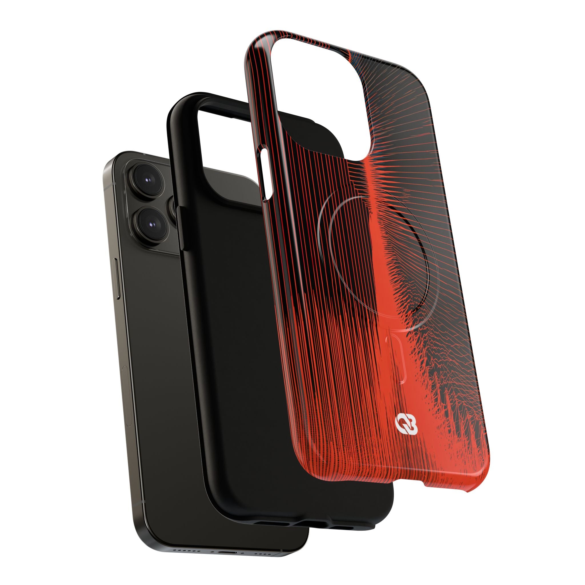 Red Tough 2.0 Magsafe Phone Case for iPhone - Crimson Frequency Pulse