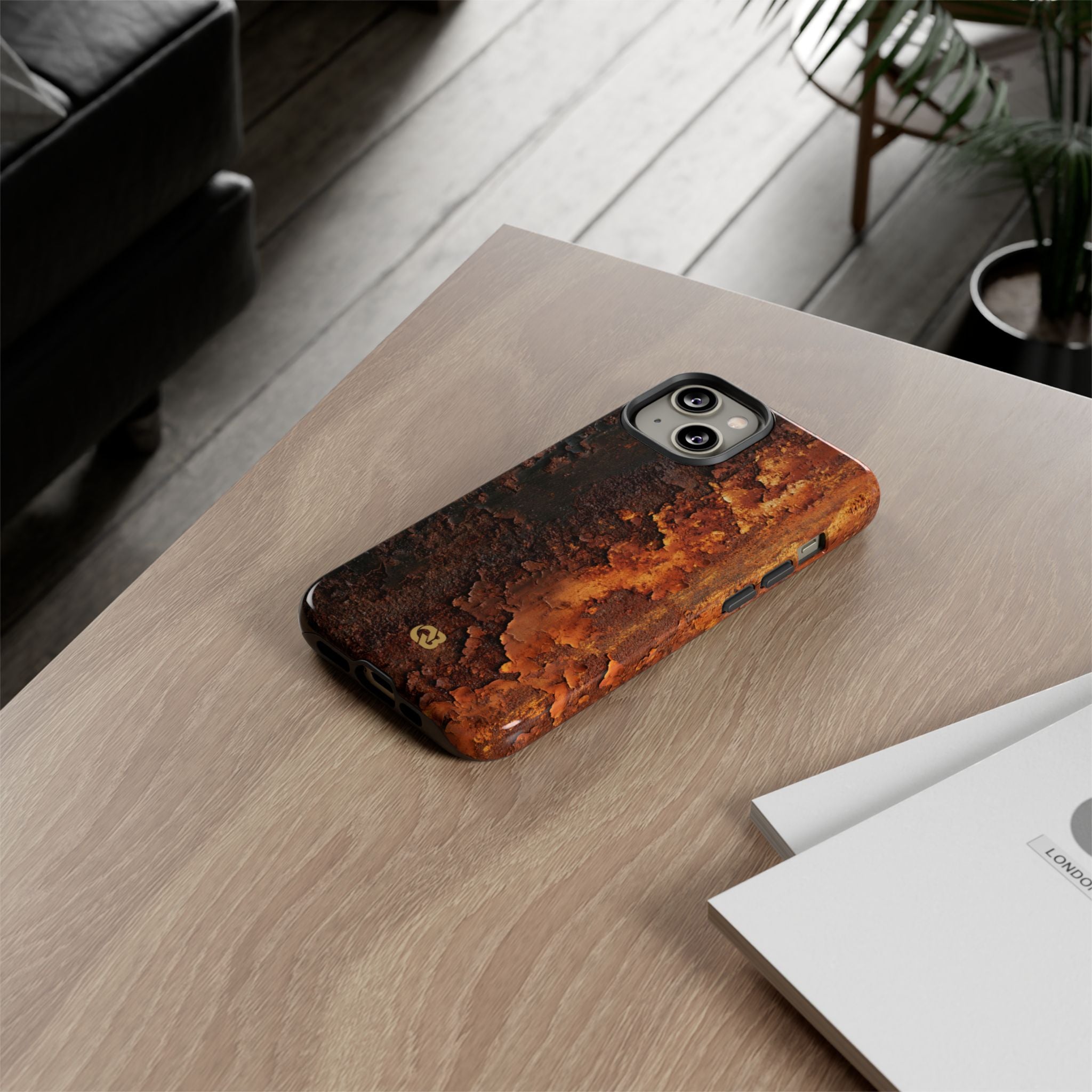 Orange Tough Phone Case for iPhone - Oxidized Iron Crust