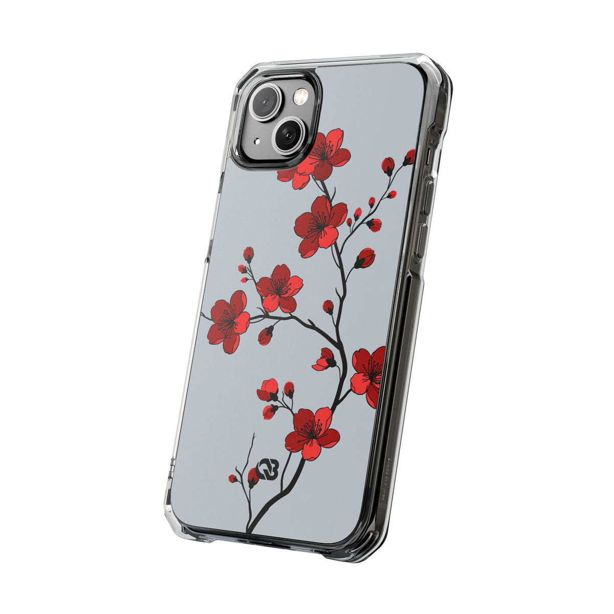 Scarlet Plum Blossom · Clear Impact Magnetic Phone Case for iPhone · Red