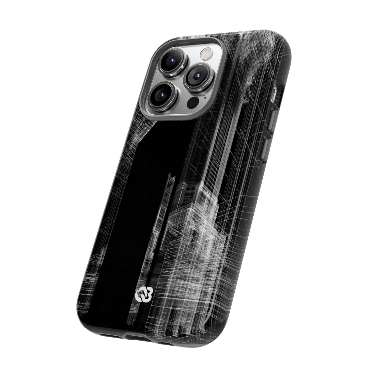Black Tough Phone Case for iPhone - Ghost Urban Wireframe