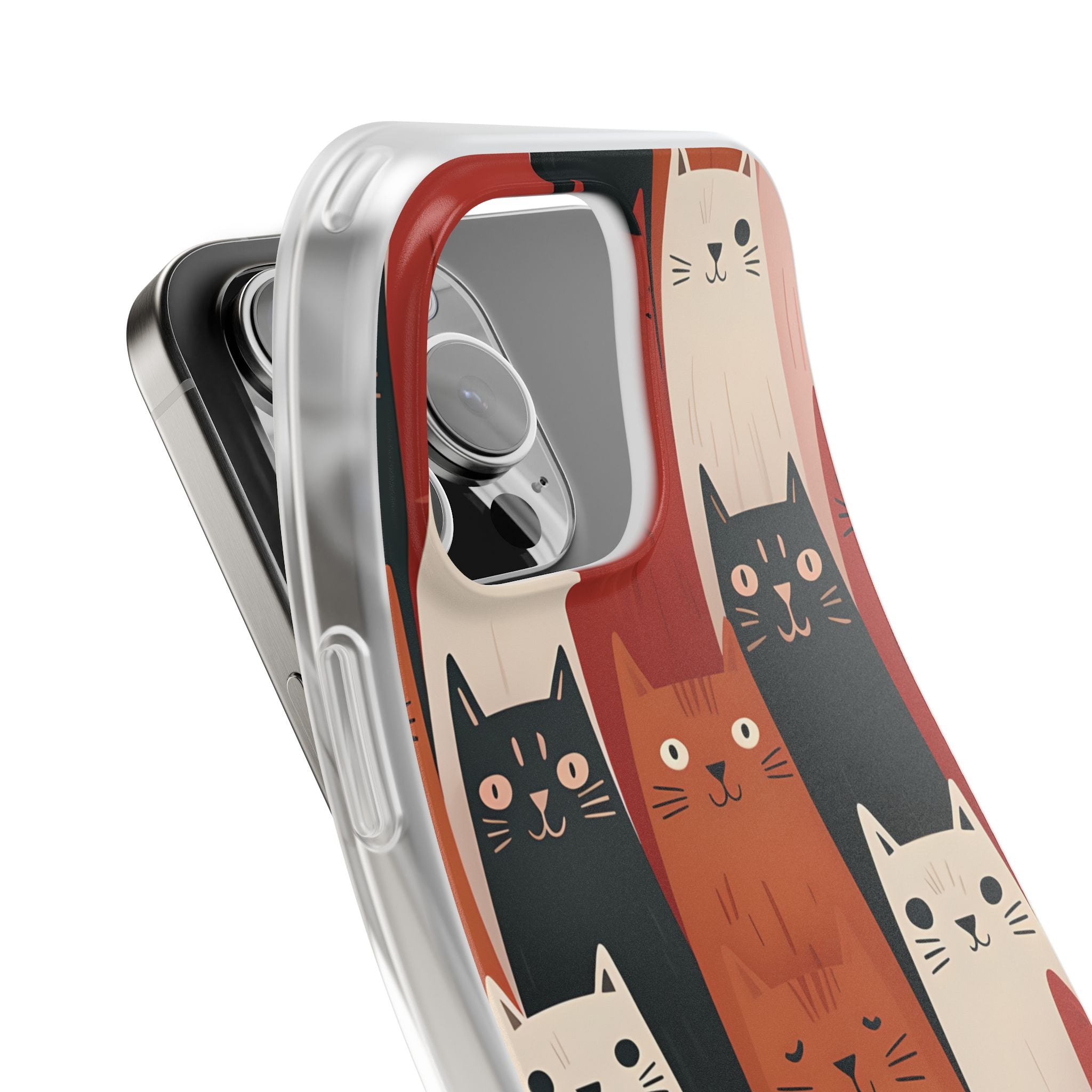 Elongated Cats Zwart iPhone 16 Pro Max Case - Soft