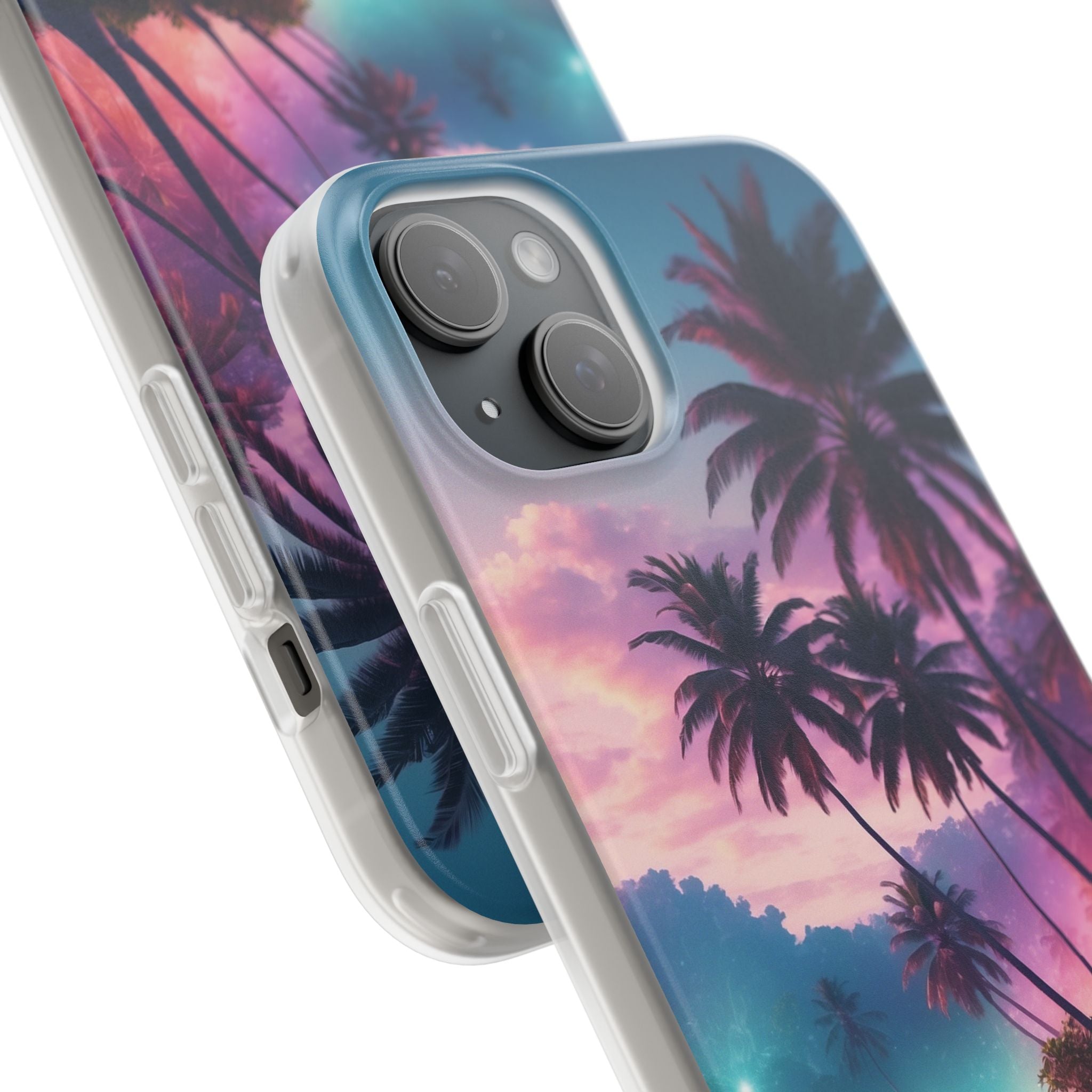 Neon Shore Palms · Soft Phone Case for iPhone
