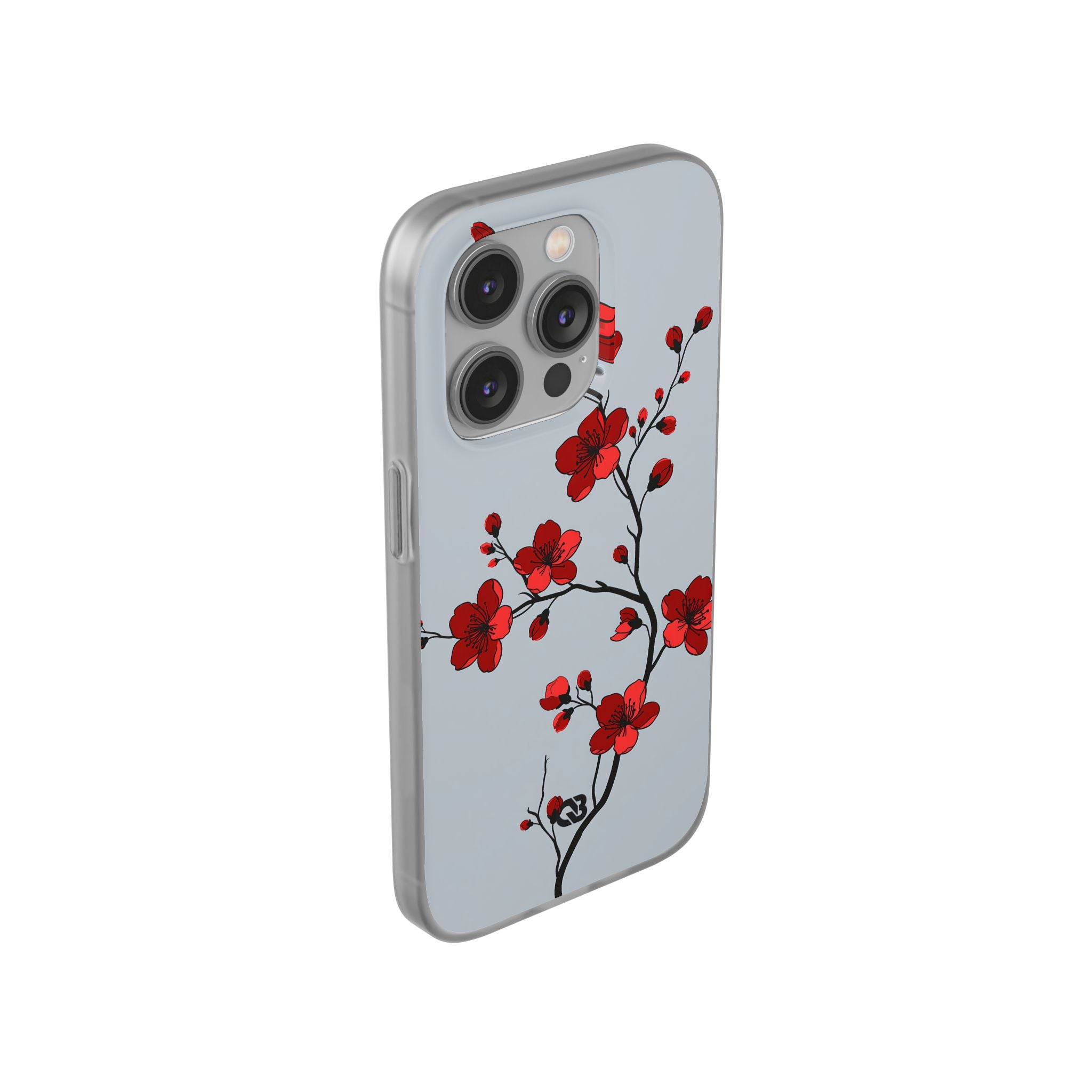 Grey Lite Phone Case for iPhone - Crimson Blossom Onyx