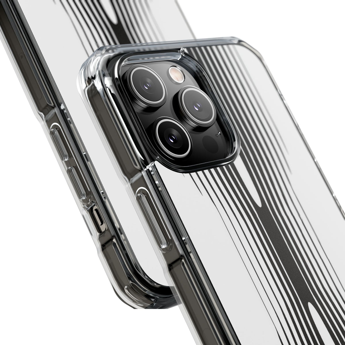 White Impact MagSafe Phone Case for iPhone - Kinetic Mono Distortion
