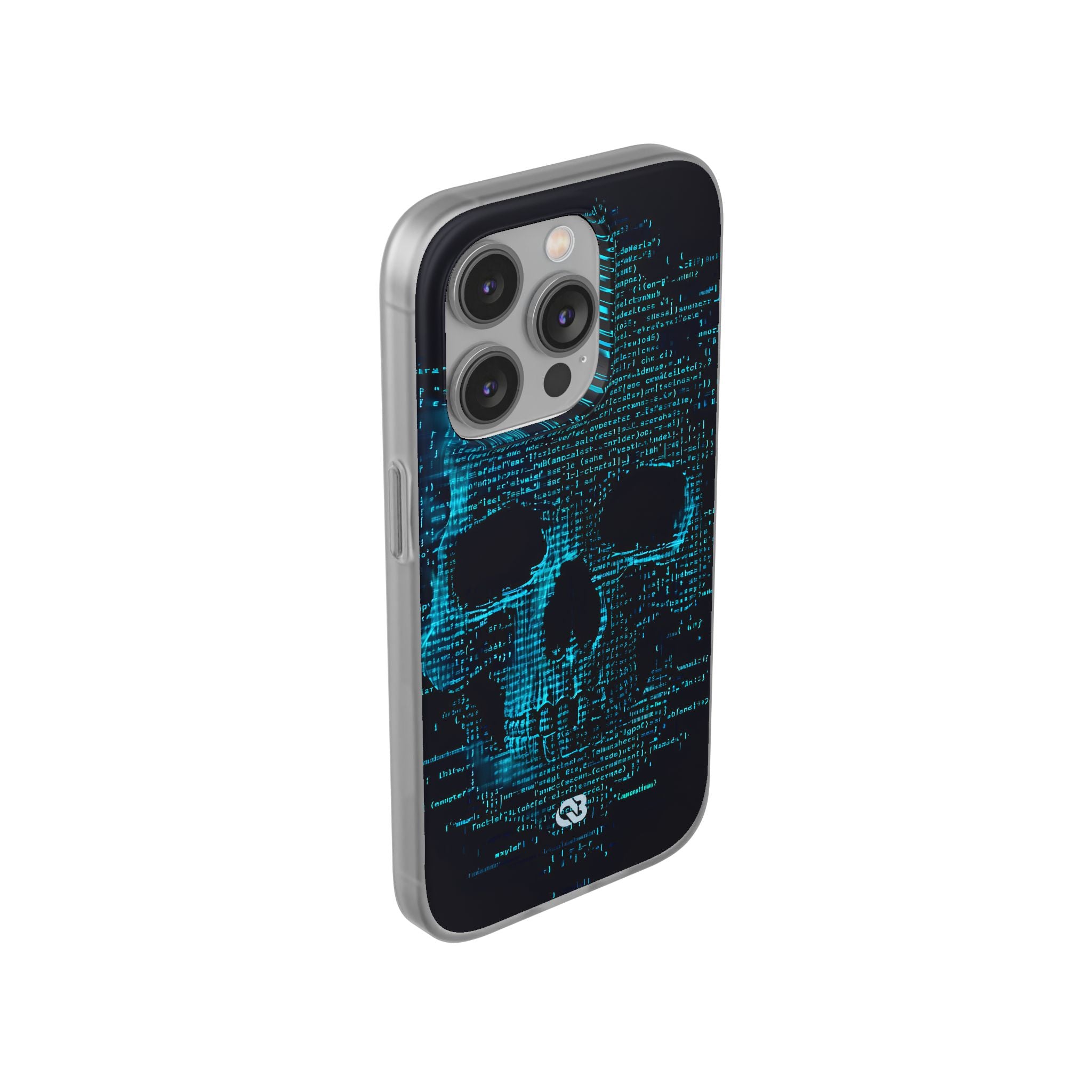Cyan Glitch Skull · Soft Phone Case for iPhone