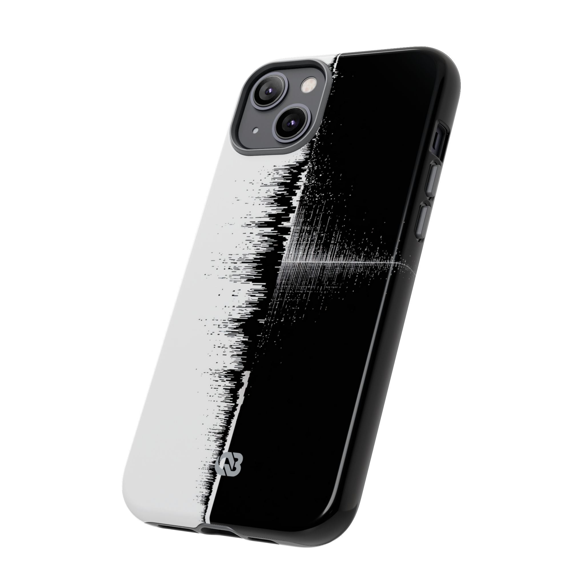 Black Tough Phone Case for iPhone - Static Signal Split