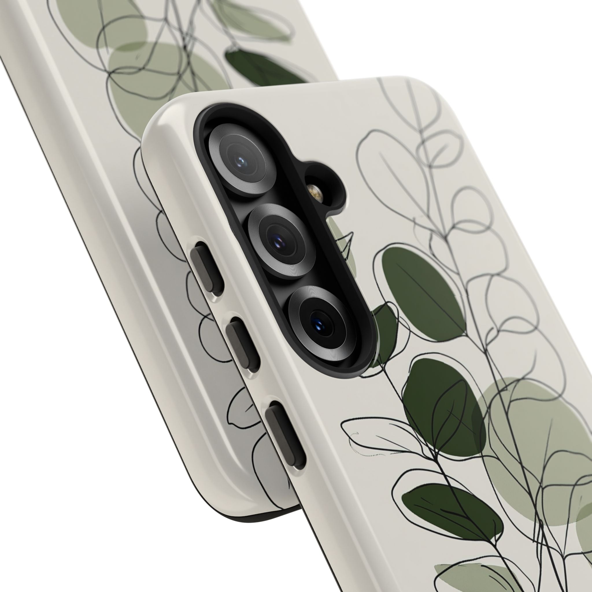 Green Tough Phone Case for Samsung - Muted Eucalyptus Sketch