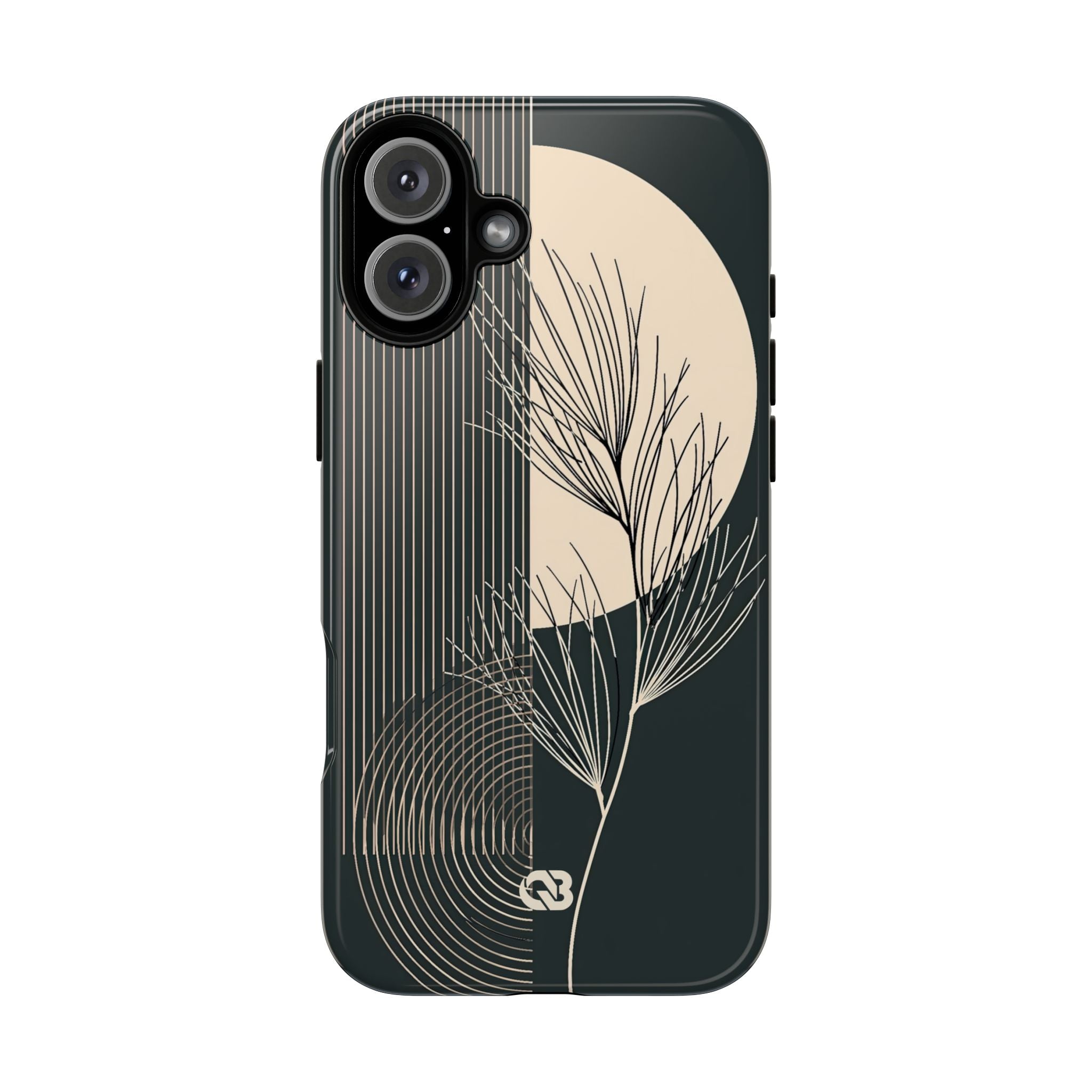 Black Tough Phone Case for iPhone - Obsidian Sand Willow