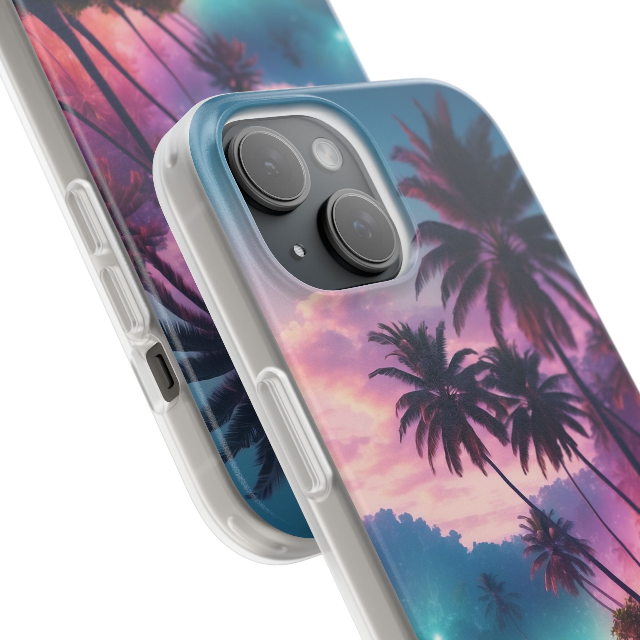 Neon Shore Palms · Soft Phone Case for iPhone