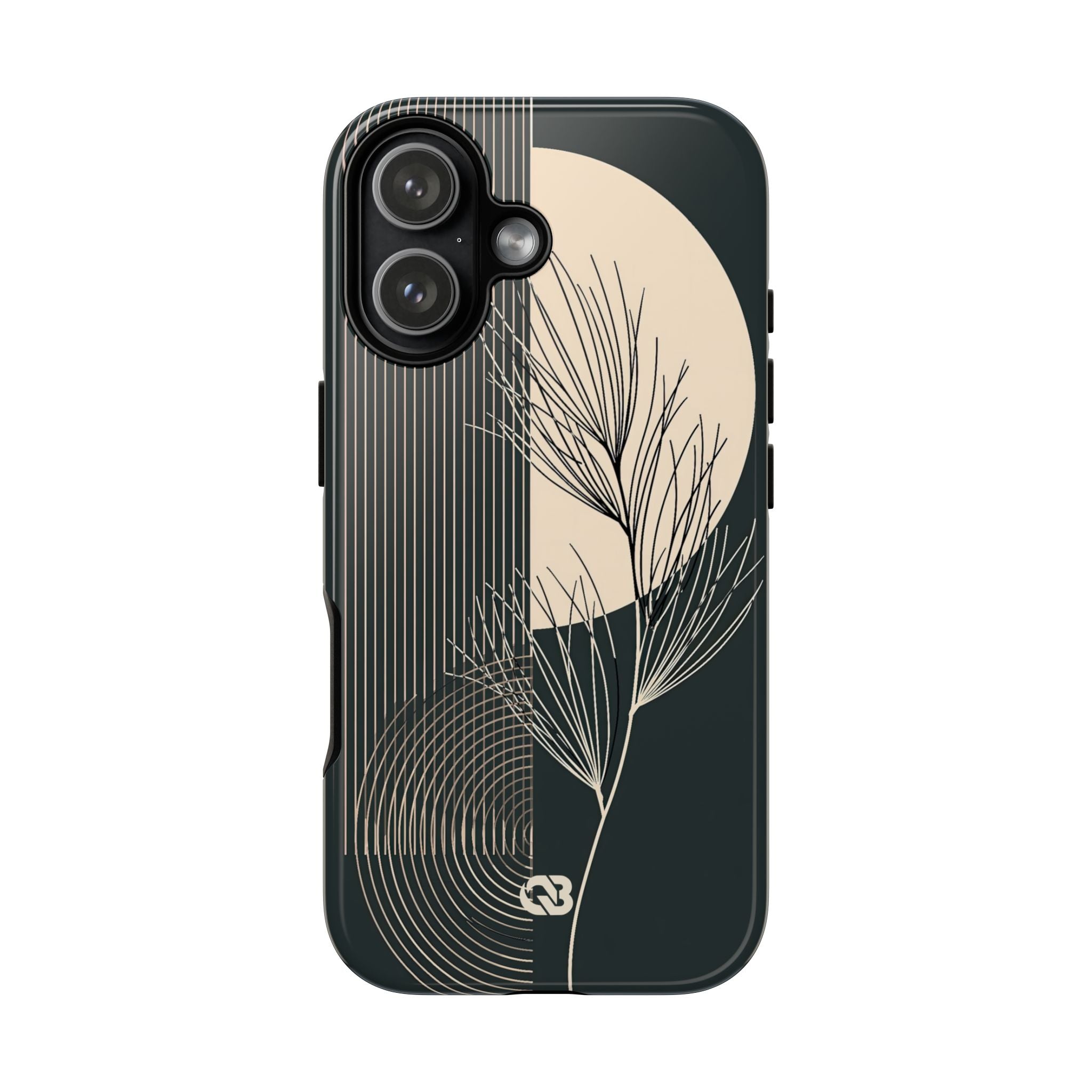 Black Tough Phone Case for iPhone - Obsidian Sand Willow