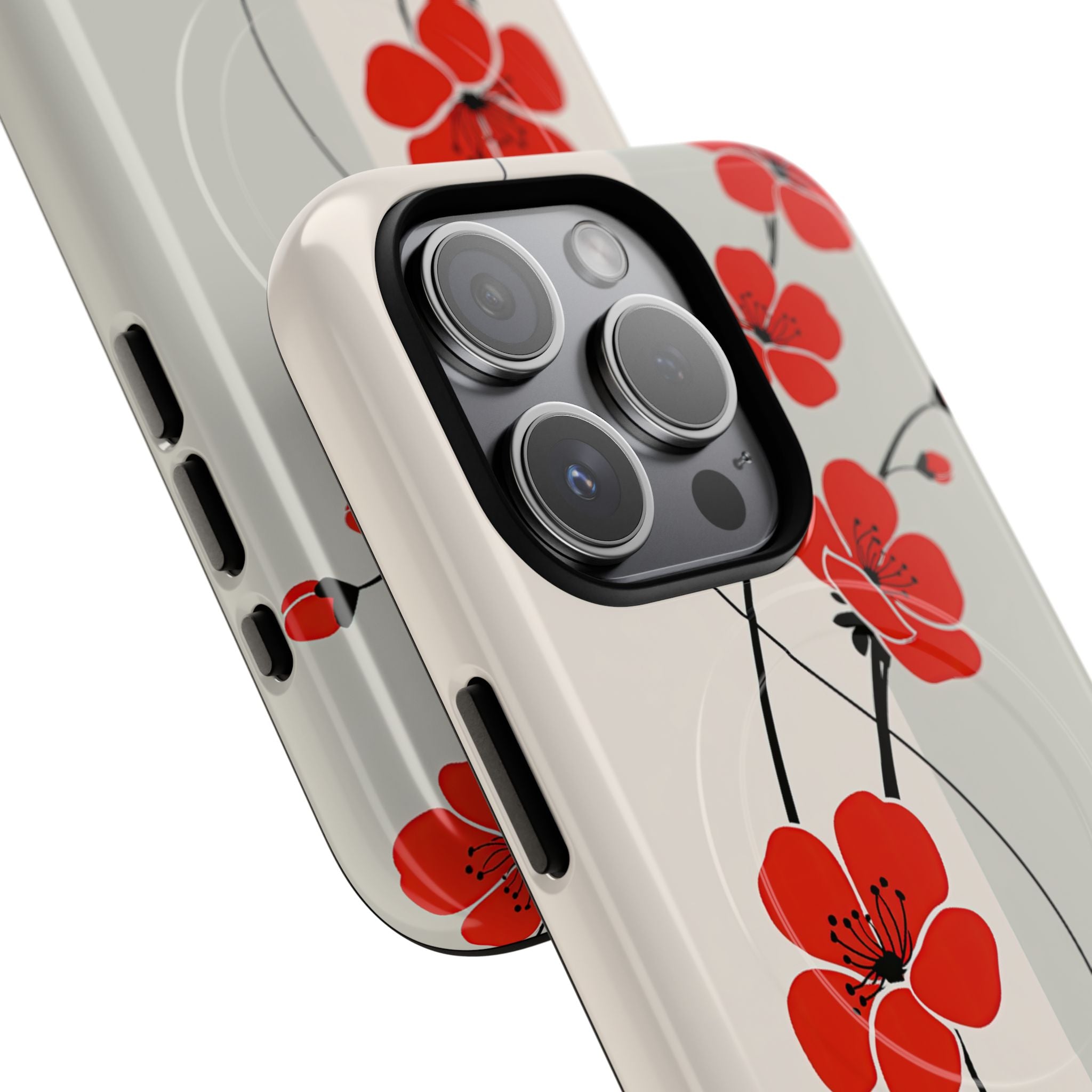 Red Tough 2.0 Magsafe Phone Case for iPhone - Crimson Plum Ink