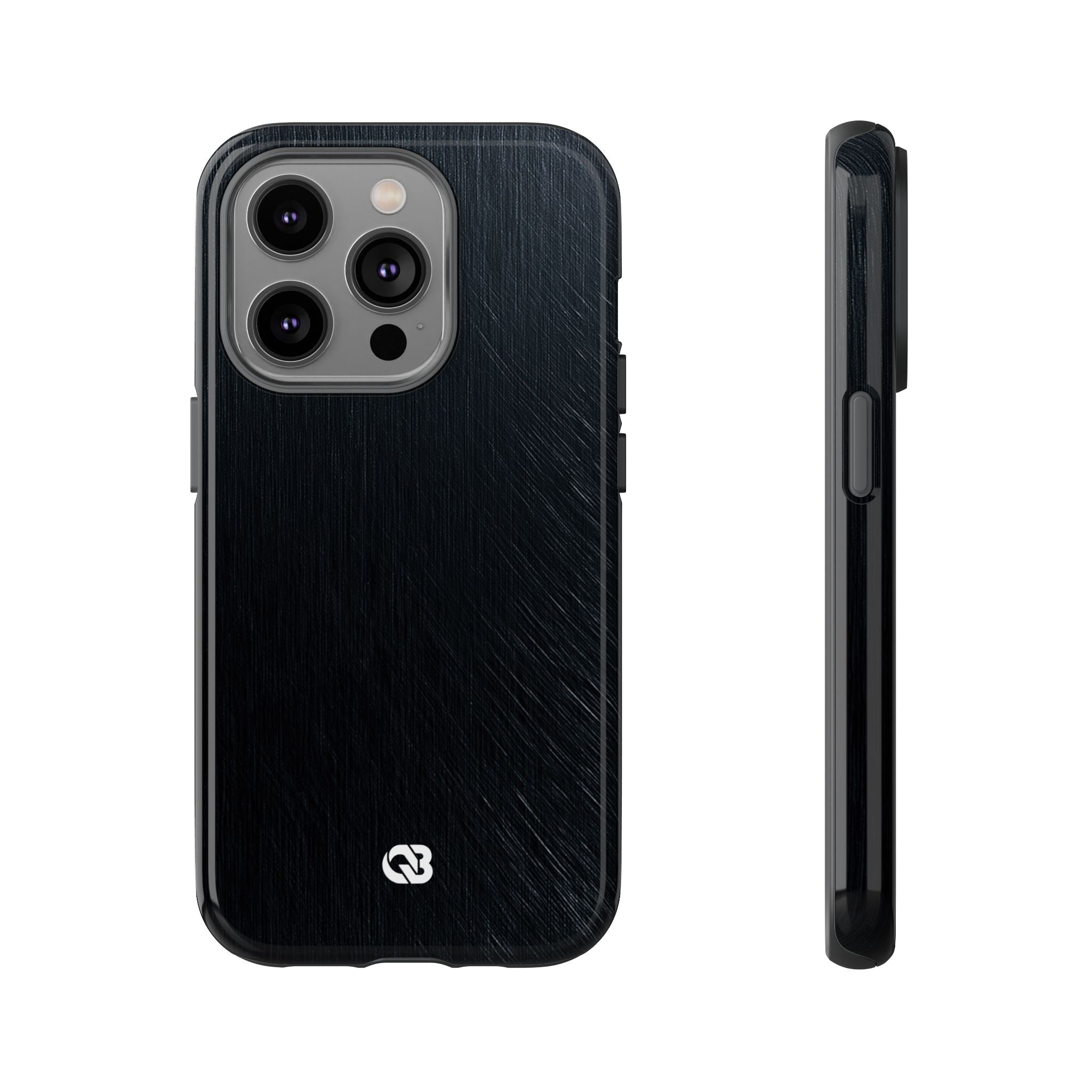 Black Tough Phone Case for iPhone - Midnight Brushed Grain