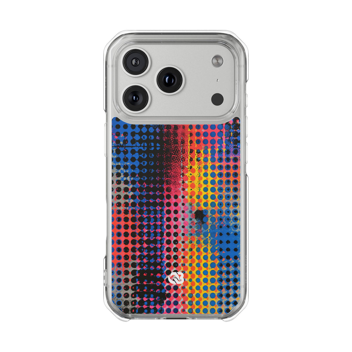 Chromatic Halftone Grid · Clear Impact Magnetic Phone Case for iPhone · Blue
