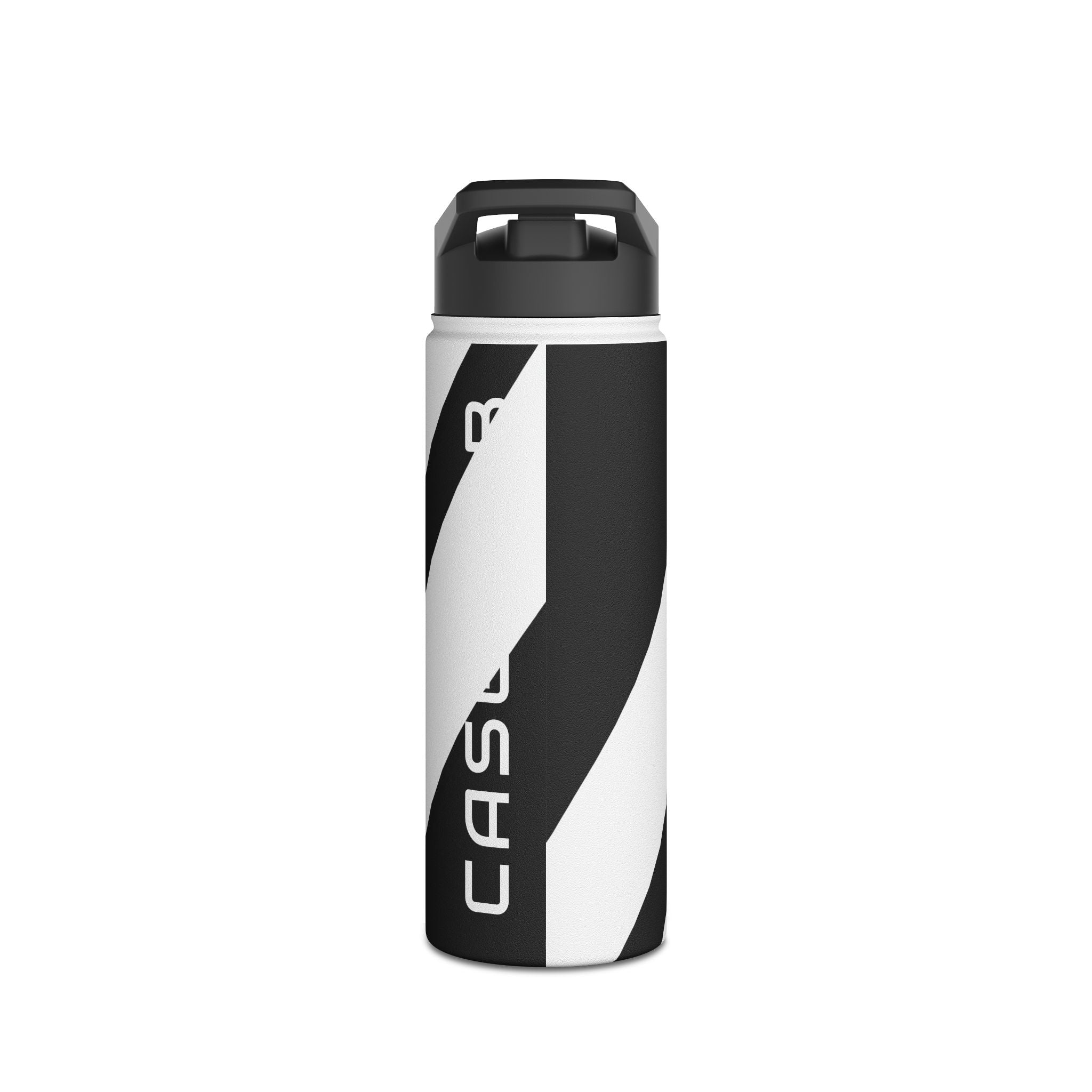Diagonal Stripes BlackWhite - Stainless Steel Water Bottle