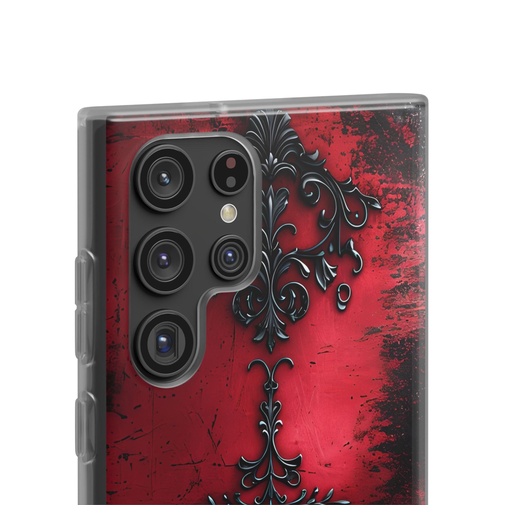 Crimson Gothic Filigree · Soft Phone Case for Samsung