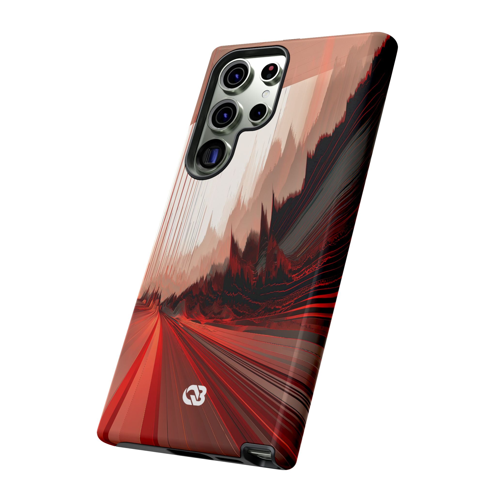 Red Tough Phone Case for Samsung - Crimson Pulse Horizon