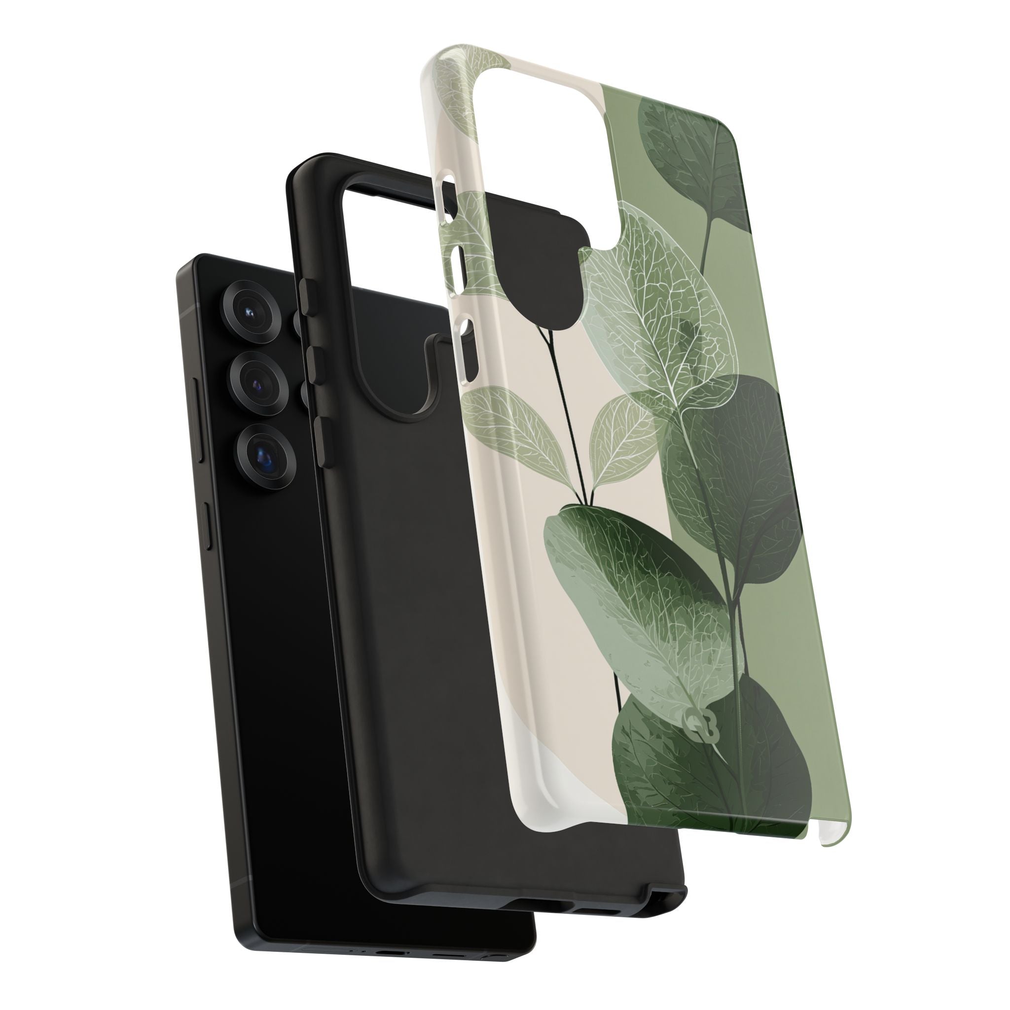 Green Tough Phone Case for Samsung - Sage Leaf Skeletals