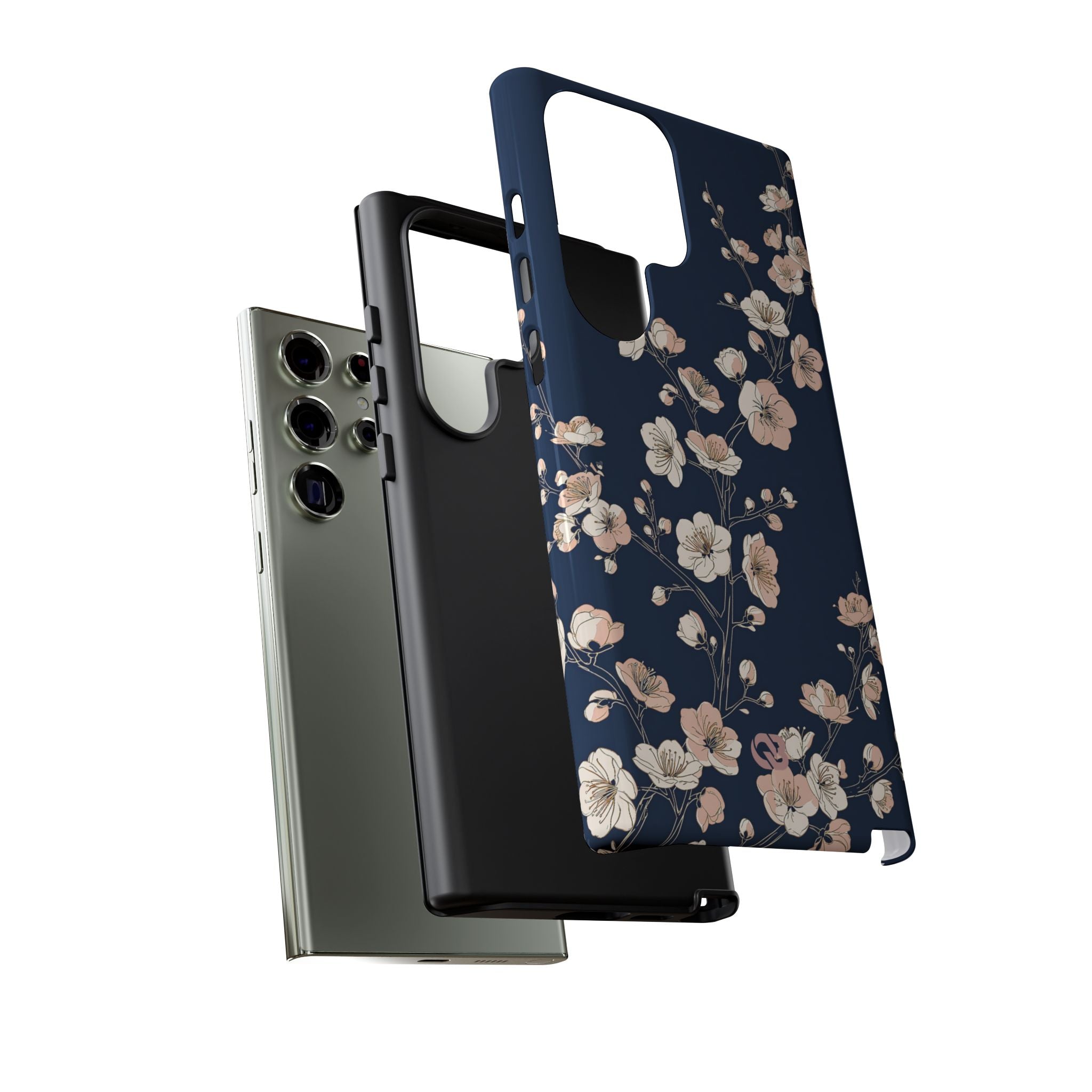 Blue Tough Phone Case for Samsung - Midnight Peach Sakura