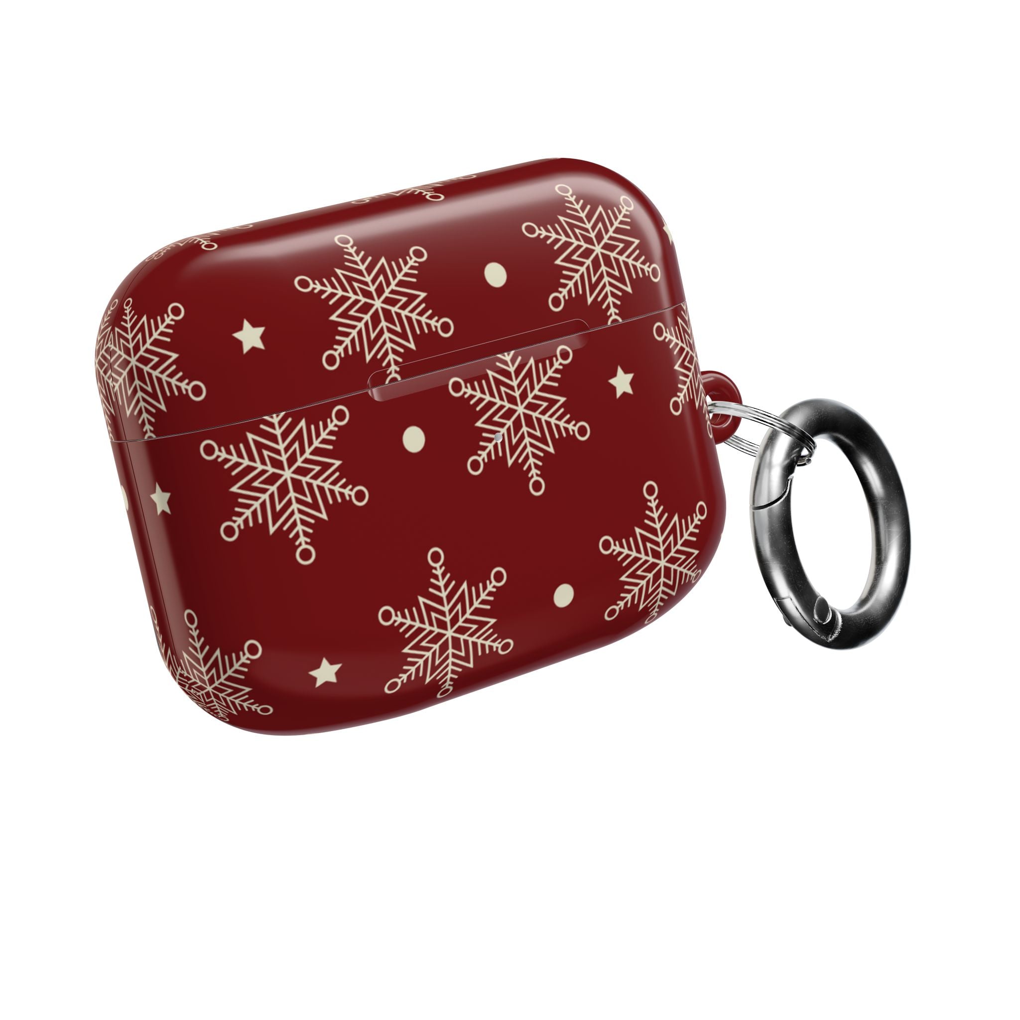 Cream Snowflakes Crimson - AirPods Case