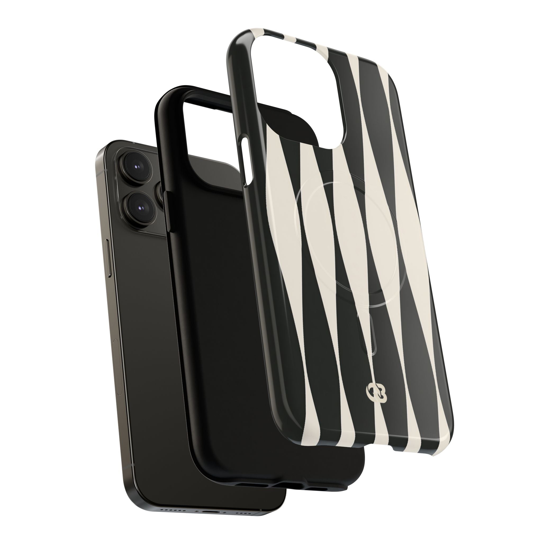 Black Tough 2.0 Magsafe Phone Case for iPhone - Ivory Spindle Grid