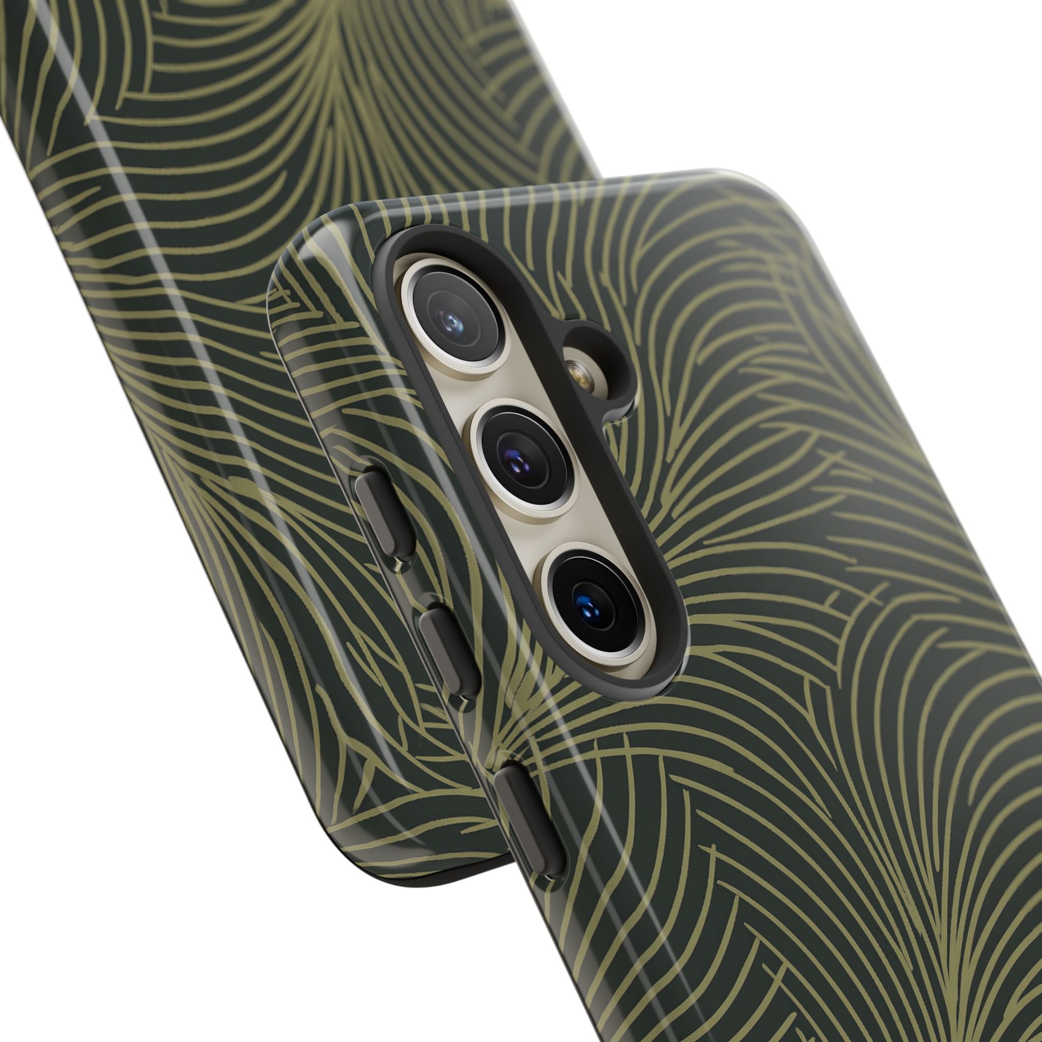 Green Tough Phone Case for Samsung - Dark Olive Plume