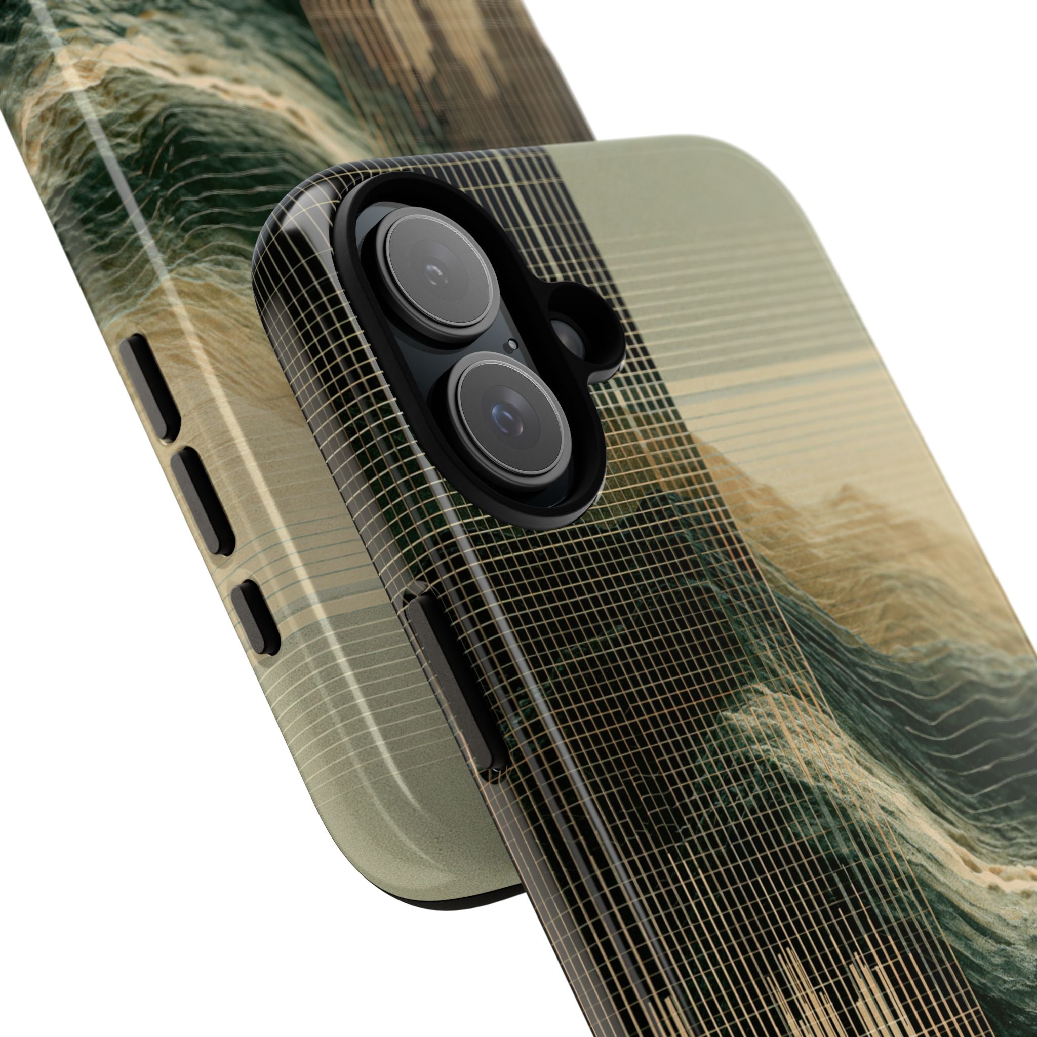 Beige Tough Phone Case for iPhone - Veridian Data Ridge