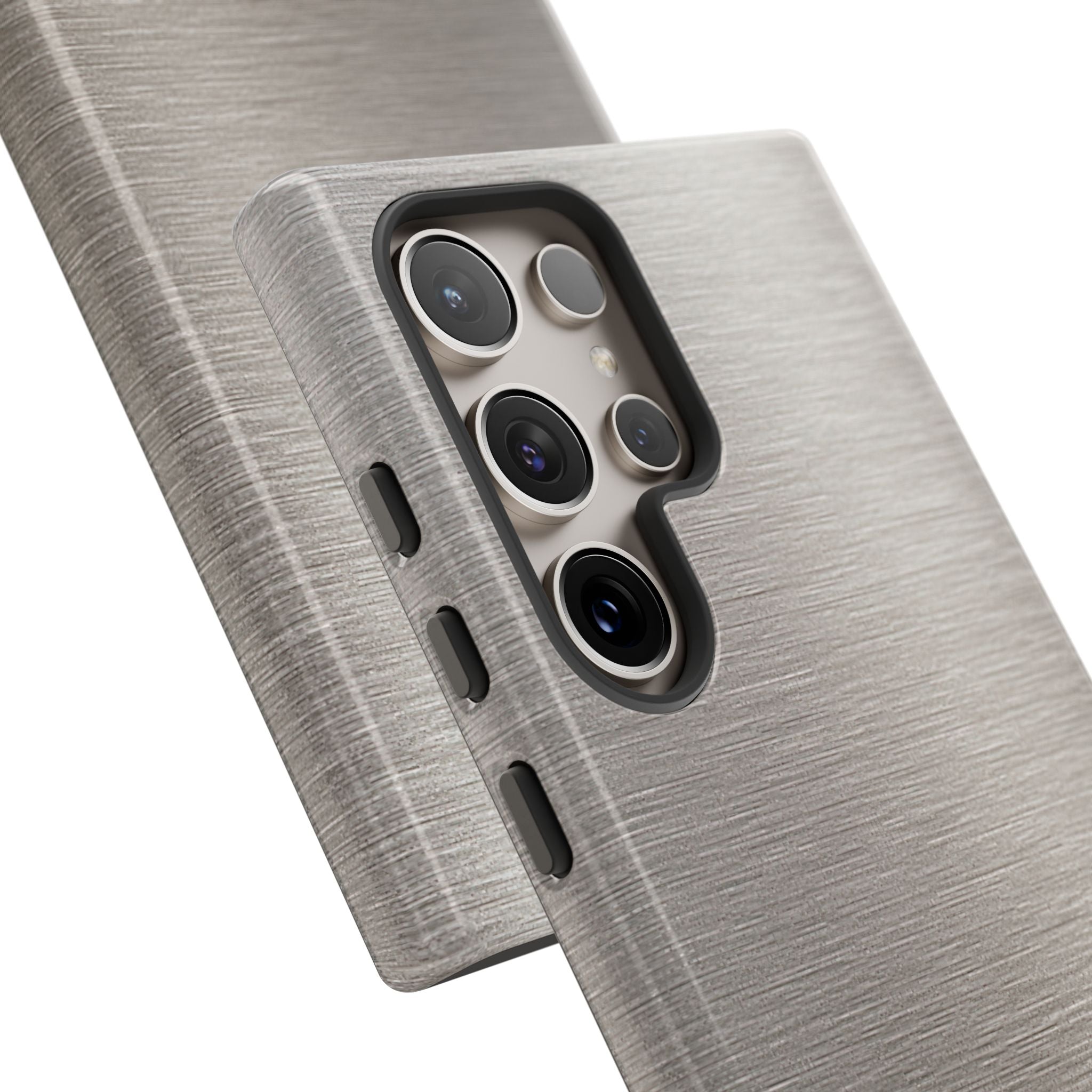 Grey Tough Phone Case for Samsung - Brushed Nickel Linen